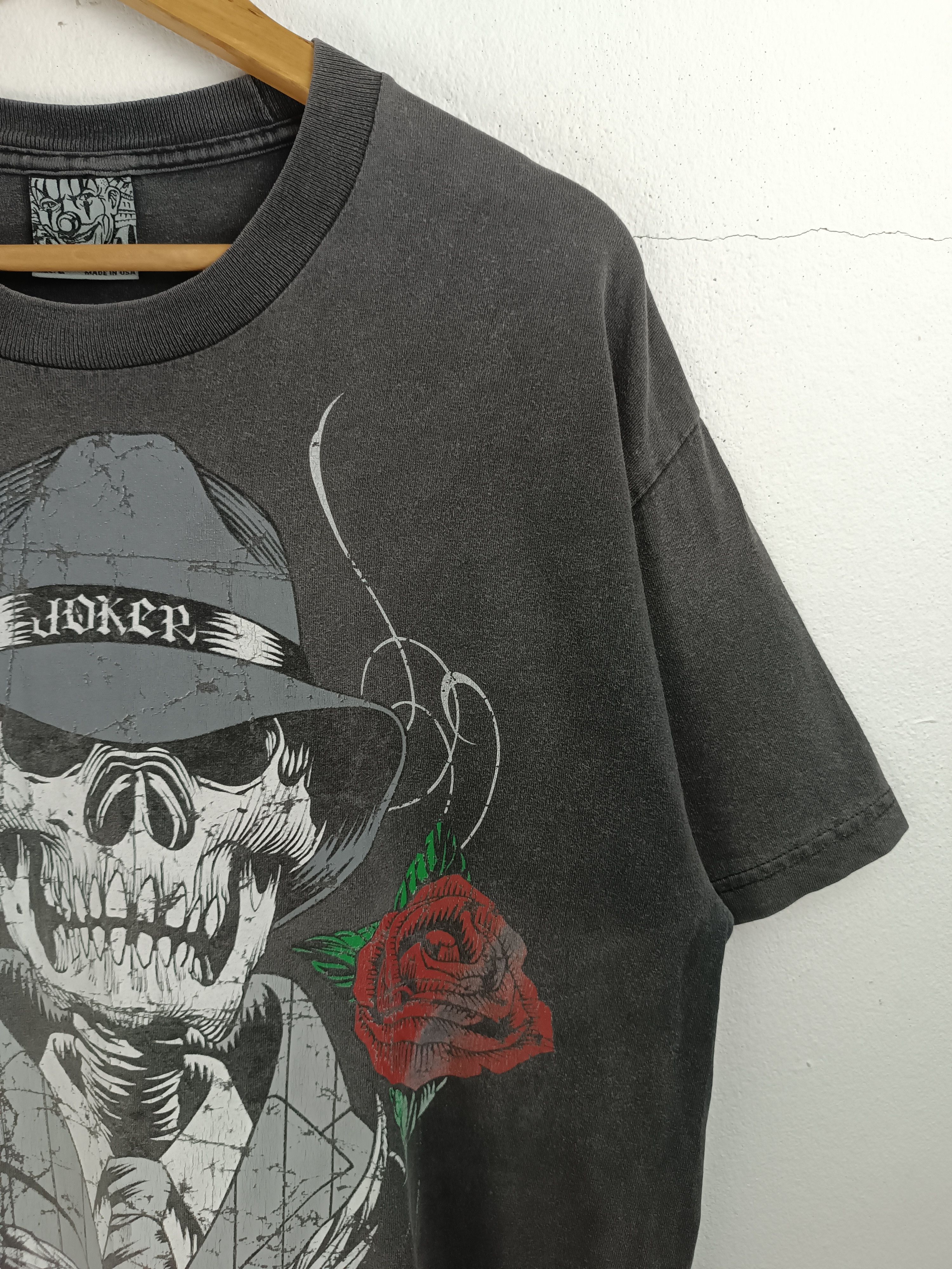 Vintage VINTAGE 90'S JOKER MAFIA ROSES SKULL WORN & FADED VERY RARE Size US L / EU 52-54 / 3 - 6 Thumbnail