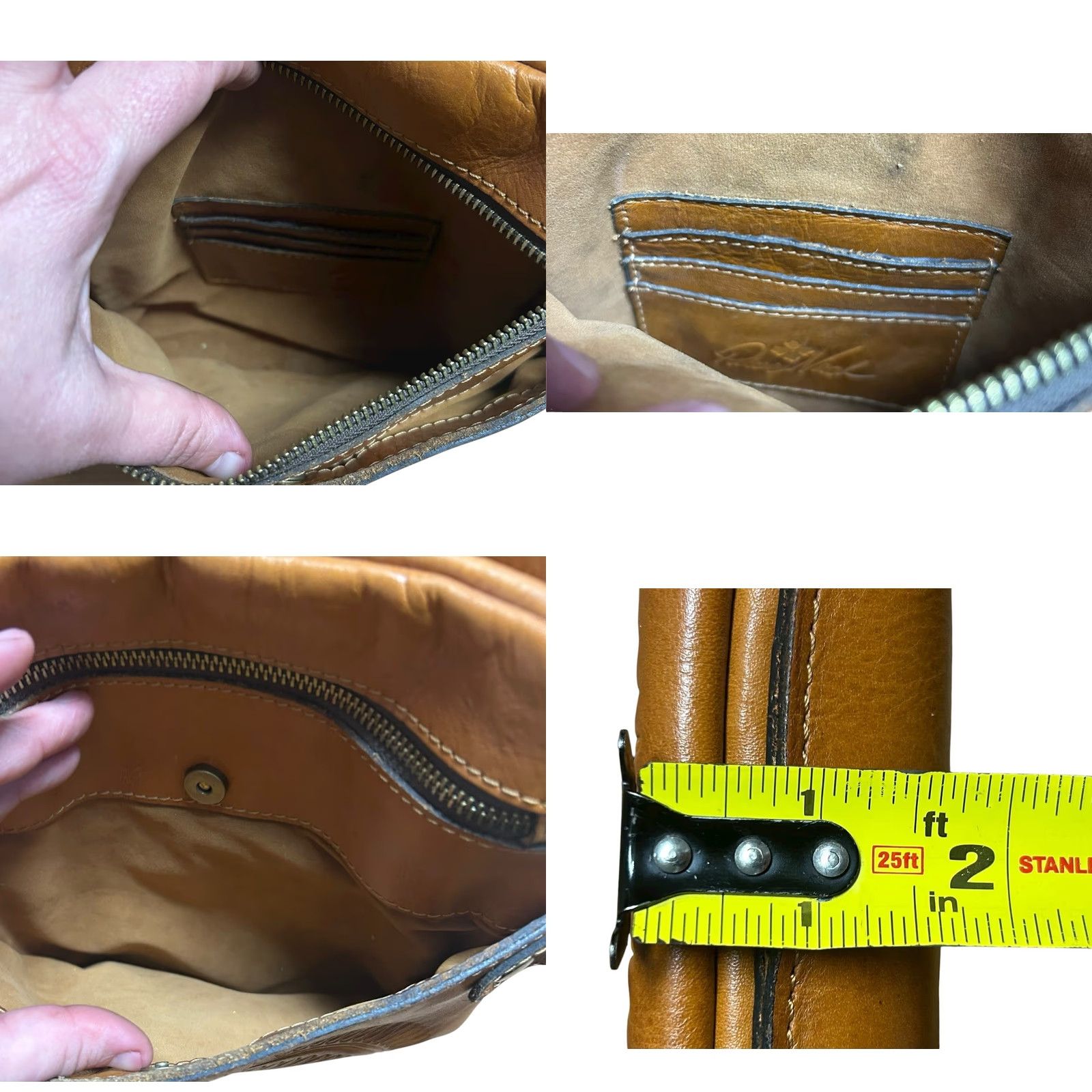 Patricia Nash Patricia Nash Prizzi Tooled Crossbody Leather Purse Women’s Shoulder Bag Tan Brown Geometric Pockets Zipper Size ONE SIZE - 8 Thumbnail