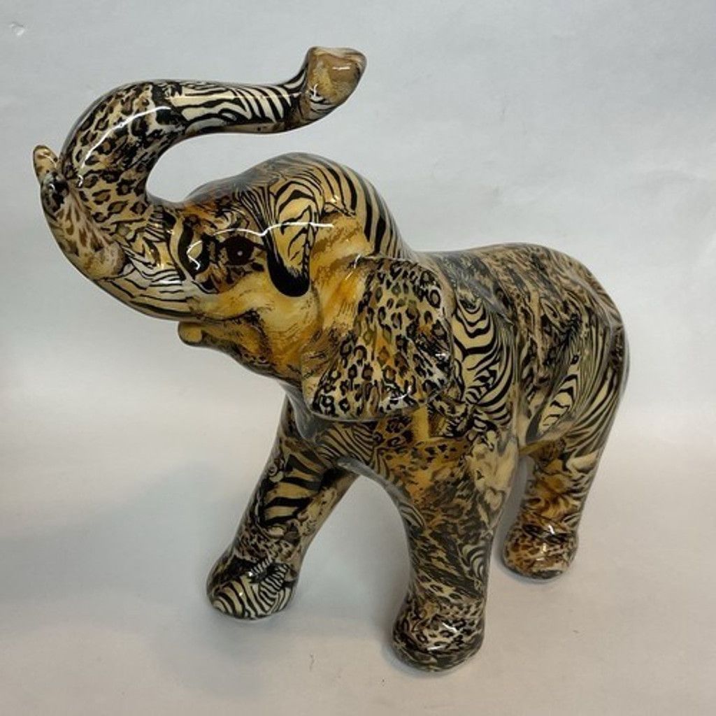 The Unbranded Brand NWOB Elephant Figurine Jungle Animal Print Safari Patchwork Size ONE SIZE - 14 Thumbnail