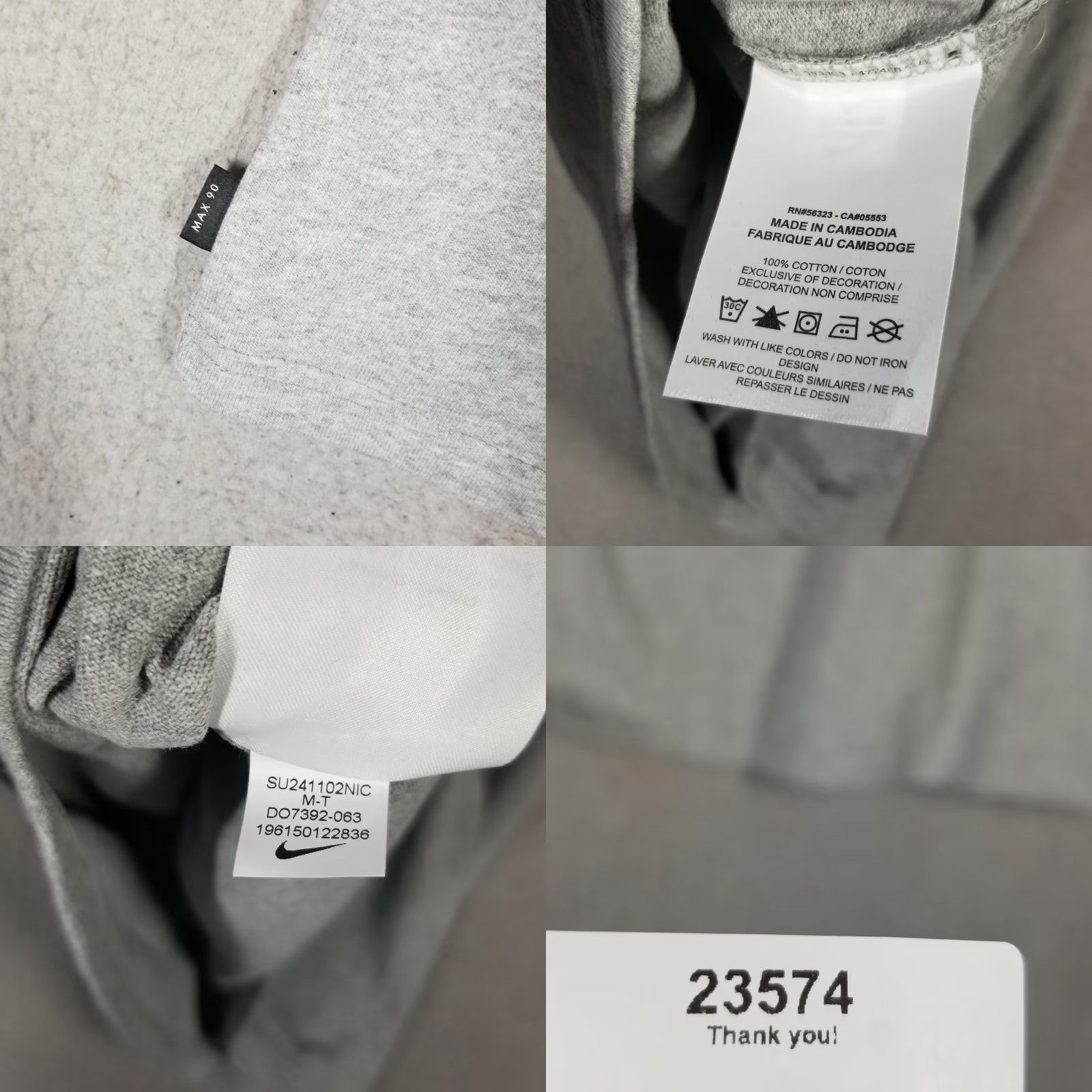 Nike Nike T-Shirt Mens Big & Tall Medium Tall Gray Cotton Max 90 Swoosh Logo Crewneck Casual Sports Streetwear Size US M / EU 48-50 / 2 - 8 Thumbnail