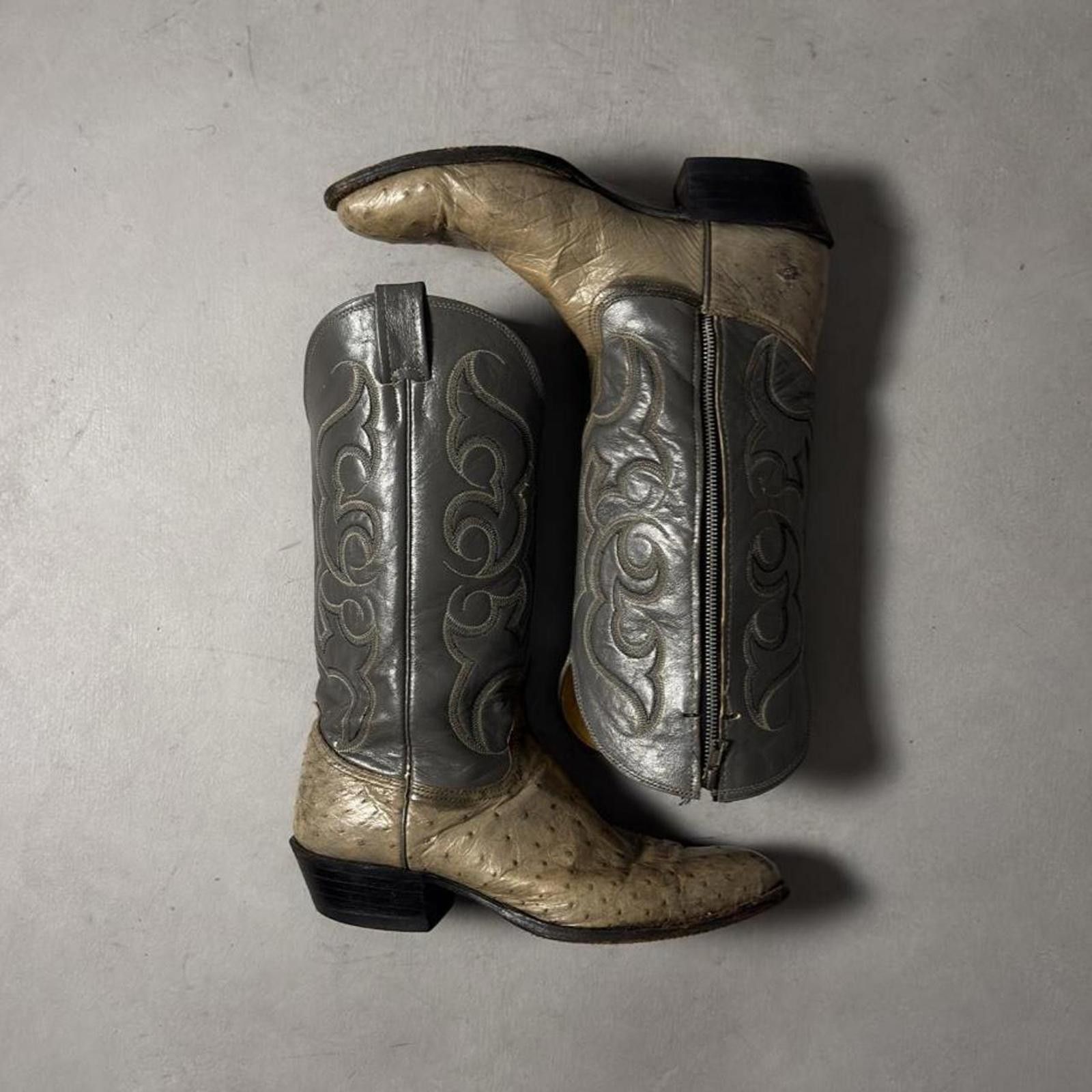 Acme Clothing Vintage Nocona Ostrich Leather Cowboy Boots WesternRodeo Size US 9.5 / EU 42-43 - 1 Thumbnail