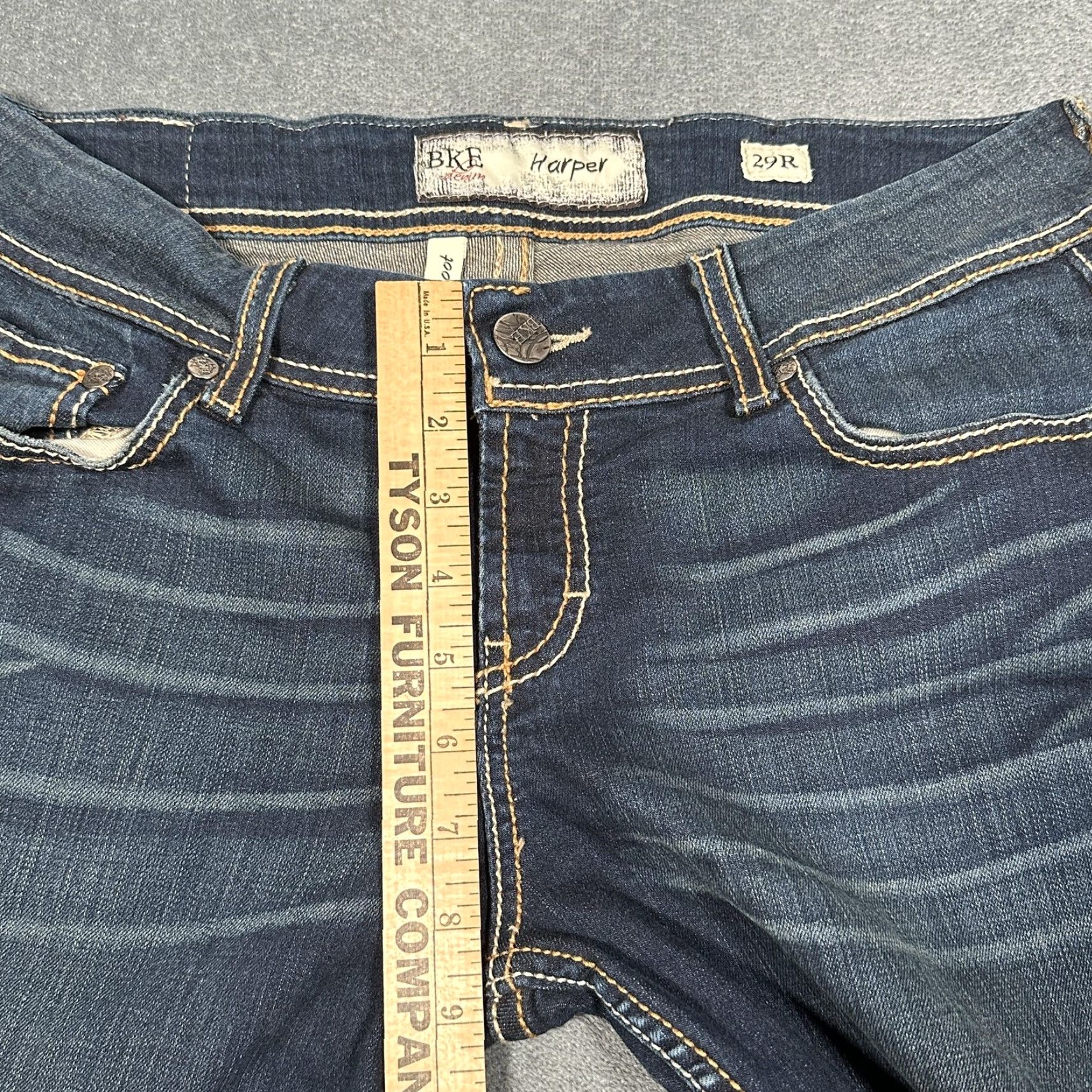 BKE BKE Harper Jeans Womens 29R Blue Bootcut Stretch Denim Studded Pockets Mid Rise Size 29" - 7 Thumbnail