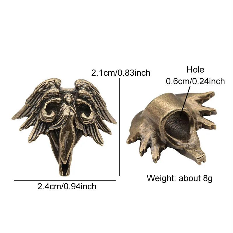 Handmade 2Pcs Angel Six Winged Knife Beads Paracord Bead Zipper Size ONE SIZE - 4 Thumbnail