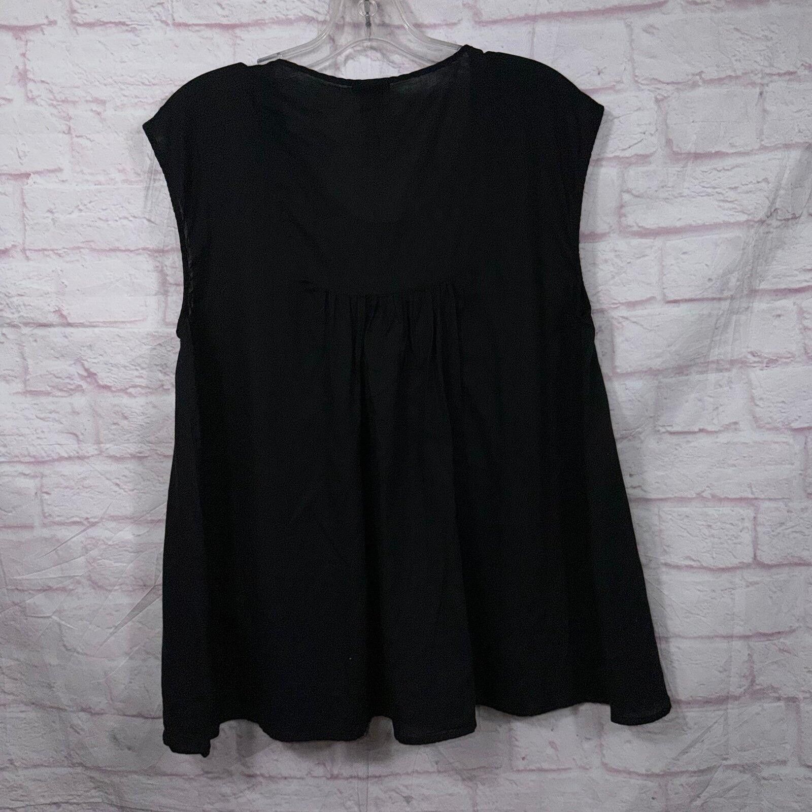 Other HD in Paris Large Black Sleeveless Top with Lattice Detail Size L / US 10 / IT 46 - 6 Thumbnail
