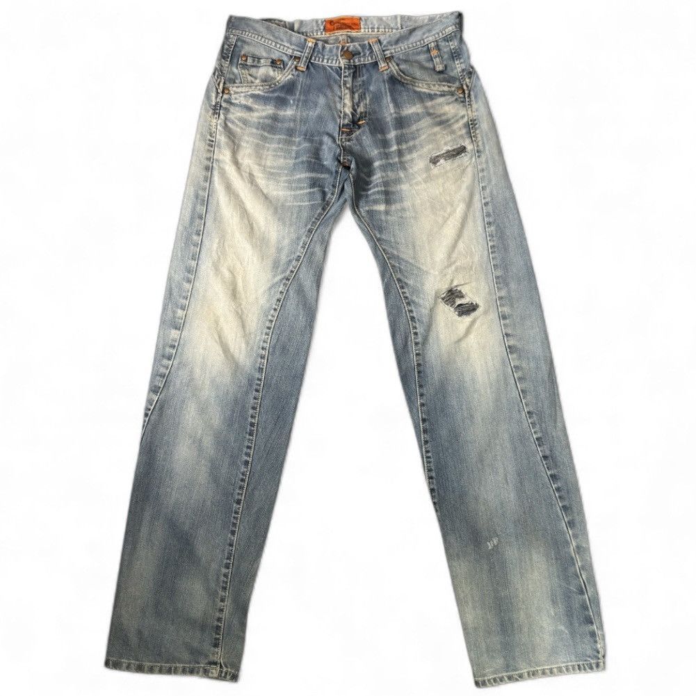 Affliction 🇯🇵 Vintage 90s Edwin Function Twisted Leg Distressed Denim Size US 34 / EU 50 - 1 Thumbnail