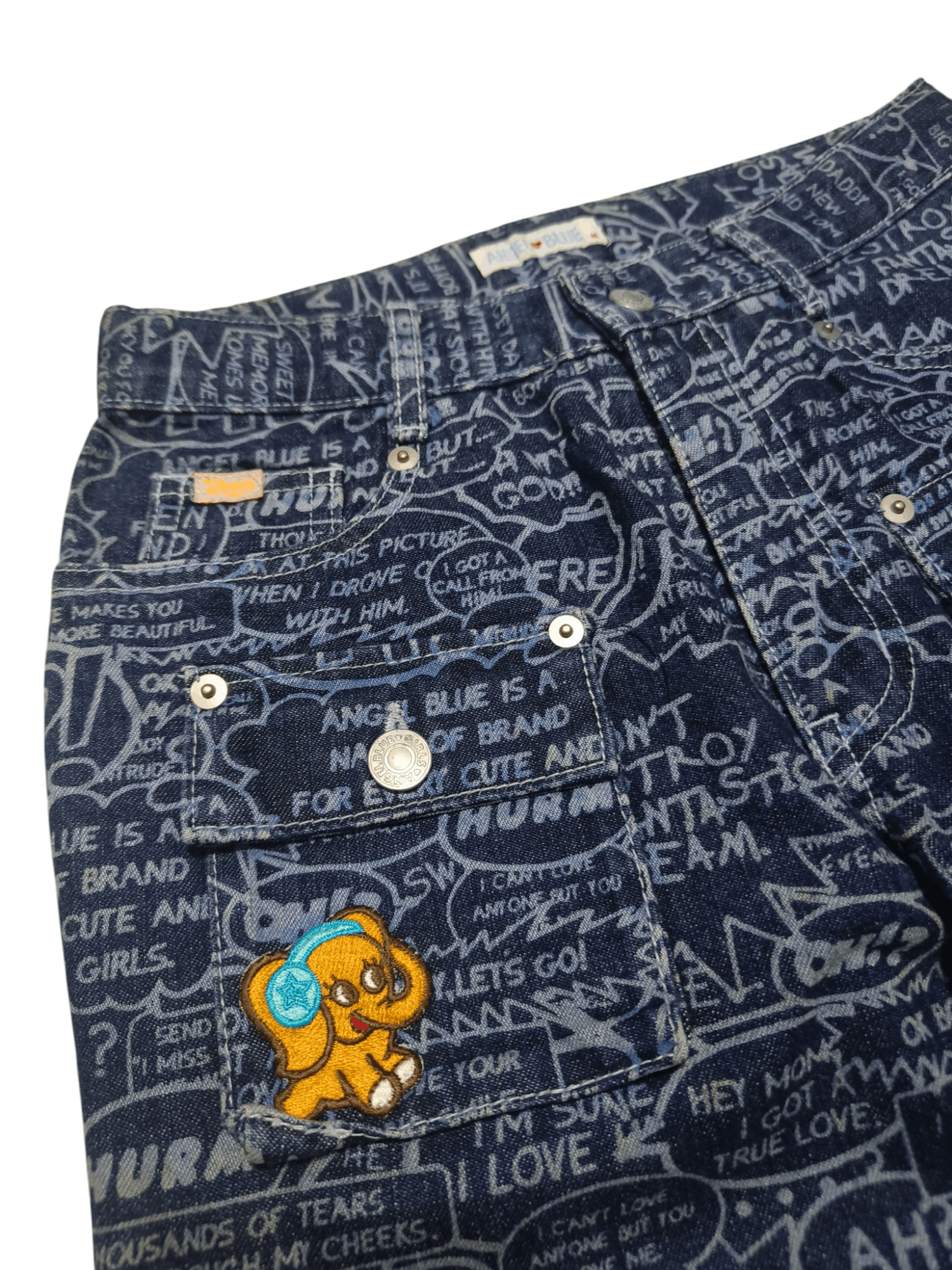 Angel Blue Vintage Y2K ANGEL BLUE Comic Printed AOP Stretch Jeans Pants Size 26" / US 2 / IT 38 - 5 Thumbnail