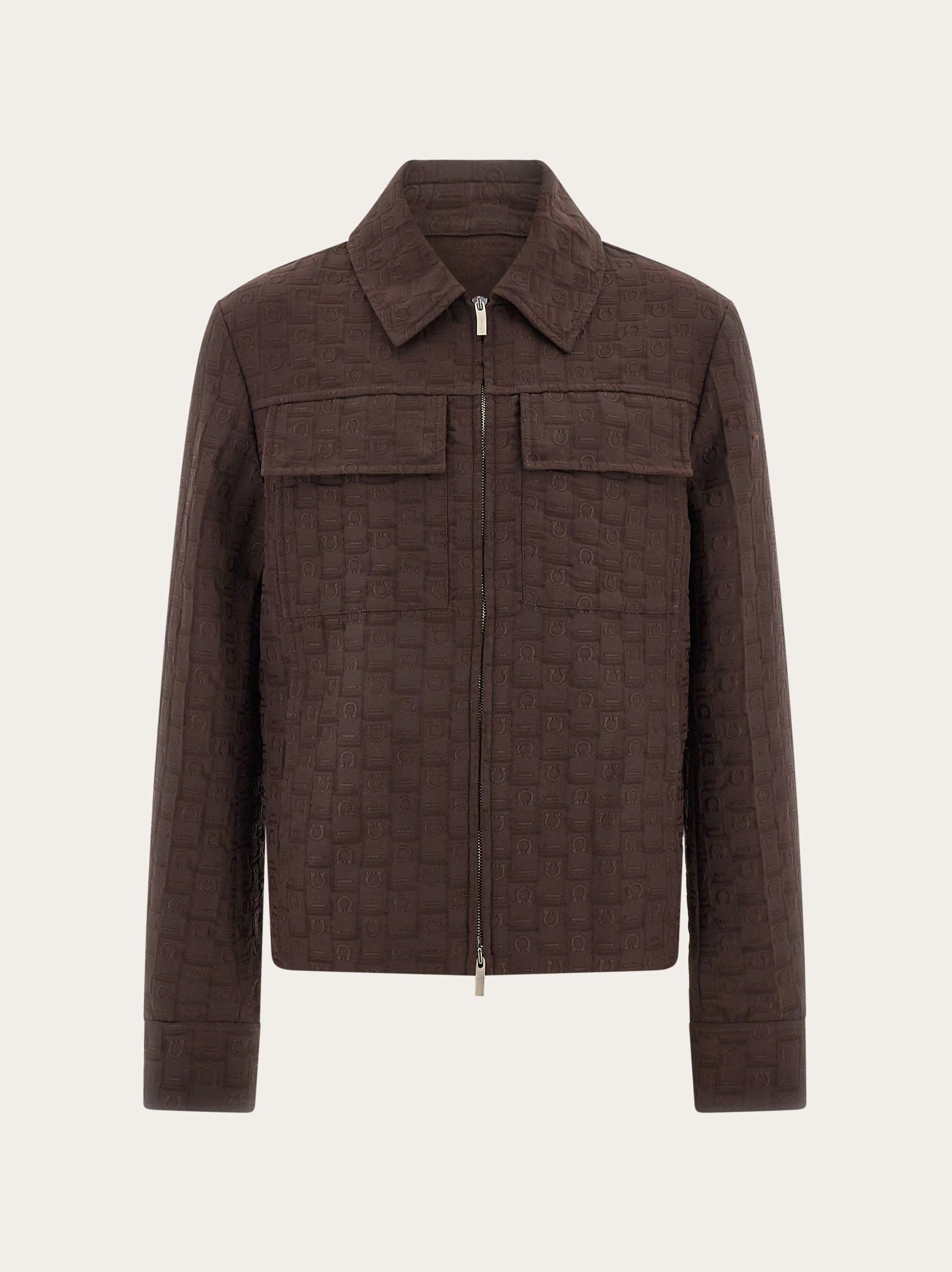 Salvatore Ferragamo o1s1rm0226 Monogram Blouson Jacket in Brown Size US XL / EU 56 / 4 - 1 Thumbnail