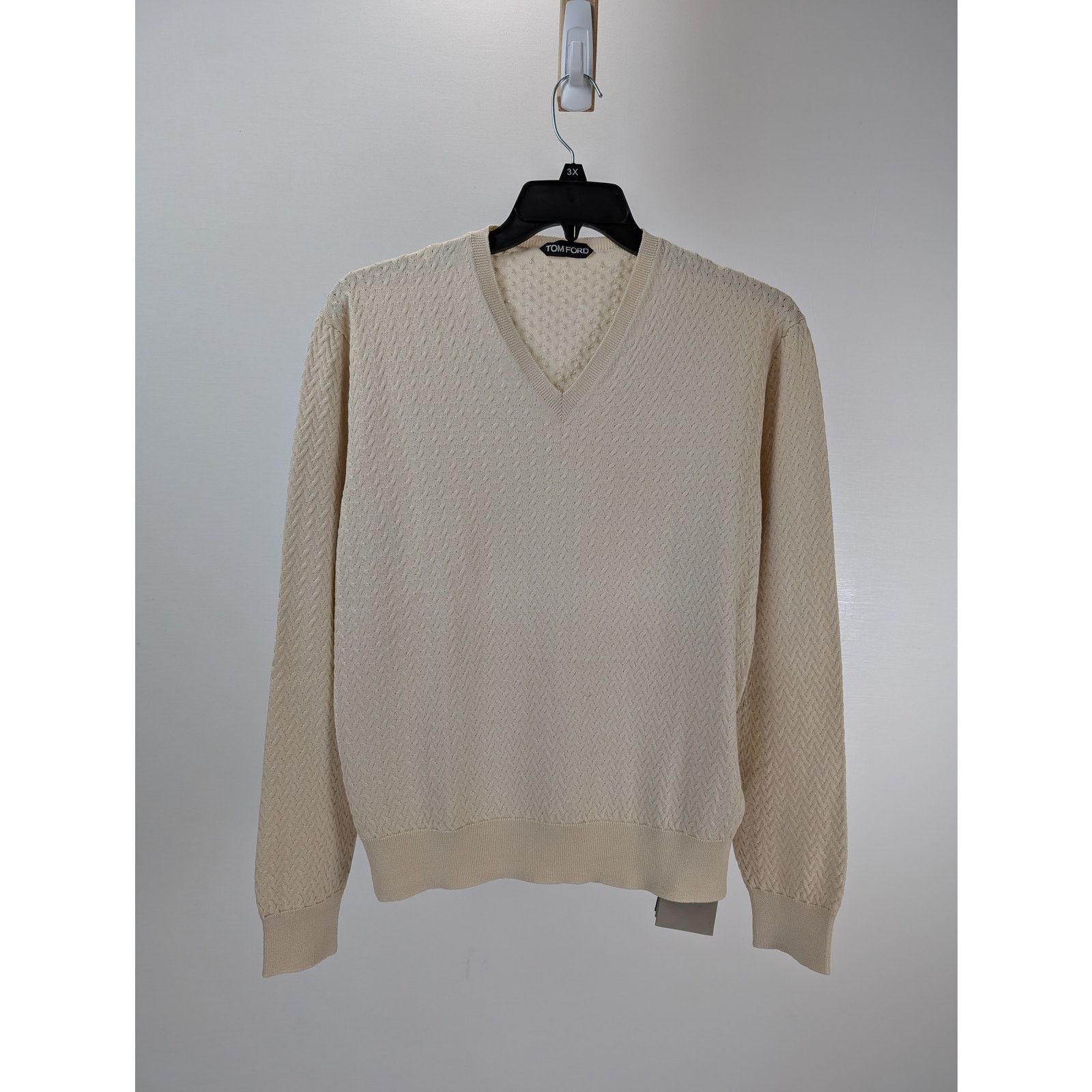 Tom Ford o1rshd1 V-Neck Sweatshirt in Beige Size US M / EU 48-50 / 2 - 1 Thumbnail