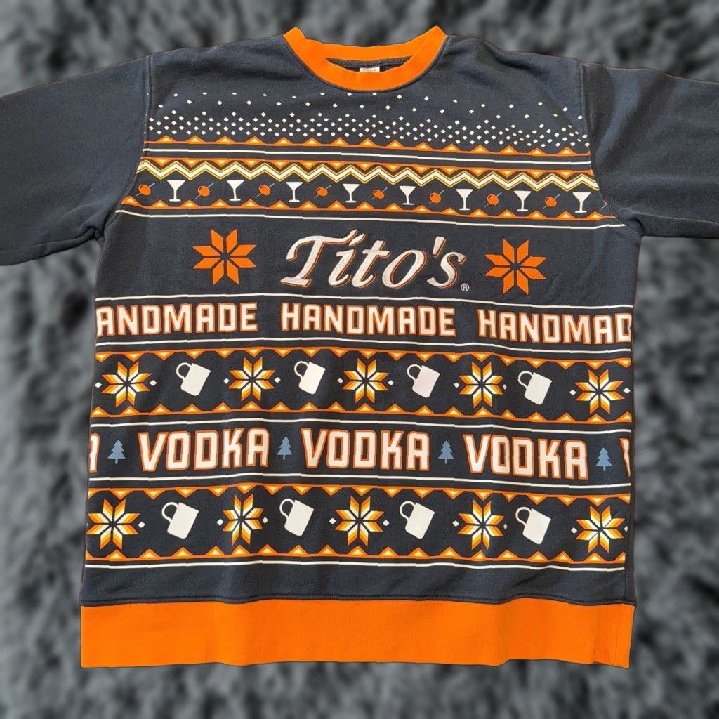 Vintage Titos Handmade Vodka Sweatshirt Mens Large Ugly Christmas Embroidered Graphic Print Crew Neck Pullover Size US L / EU 52-54 / 3 - 1 Thumbnail