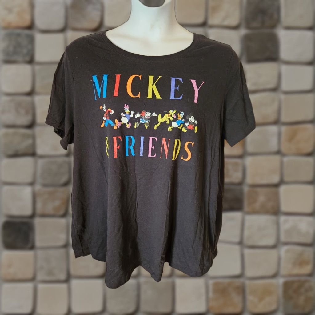 Disney Disney Mickey & Friends Black Short Sleeve T-Shirt 3X Plus Women’s Shirt Casual Crew Neck" Size XXL / US 16-18 / IT 52-54 - 1 Thumbnail