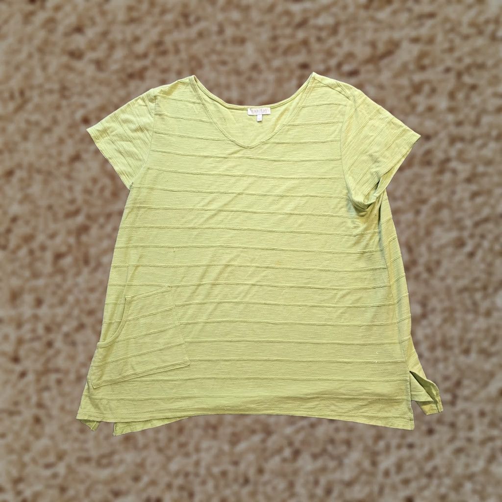 Habitat Habitat Top Womens Size Large Green Pockets Short Sleeve Tunic Shirt Capsule Textured Knit Solid Vintage: No Size L / US 10 / IT 46 - 1 Thumbnail