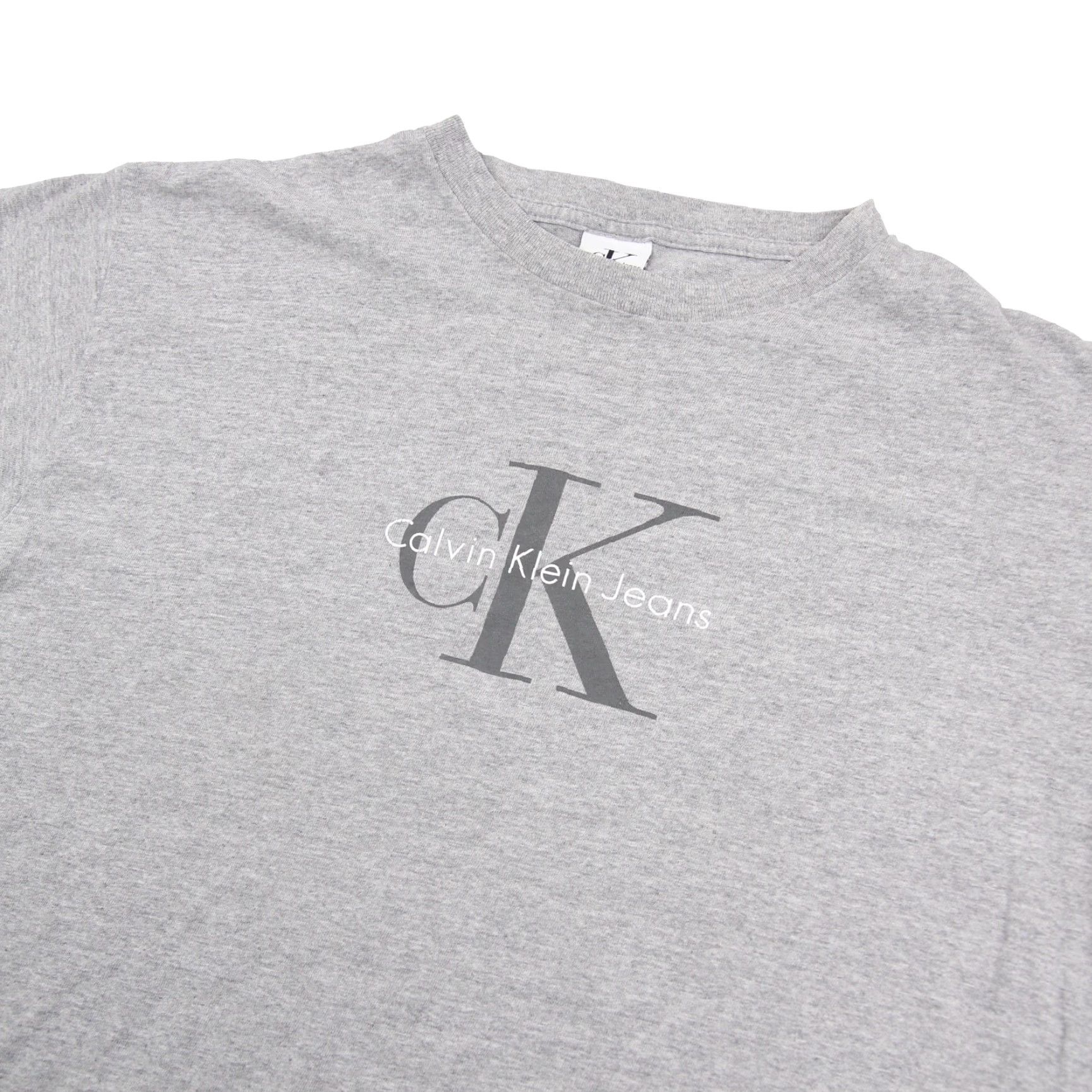 Calvin Klein VINTAGE Calvin Klein Mens Small/Medium Graphic Spellout T Shirt Grey Size US M / EU 48-50 / 2 - 2 Thumbnail