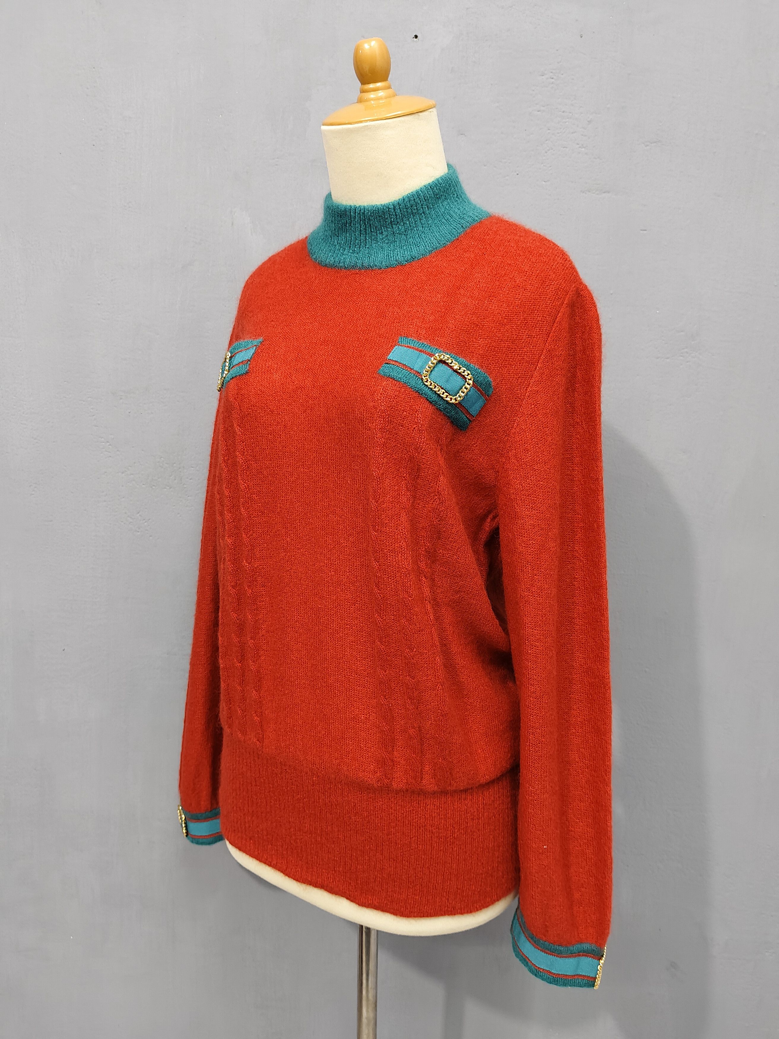 Vintage 🔥Vtg 80s Giorgio Grati Design Mohair Knitted Sweater Size L / US 10 / IT 46 - 3 Thumbnail