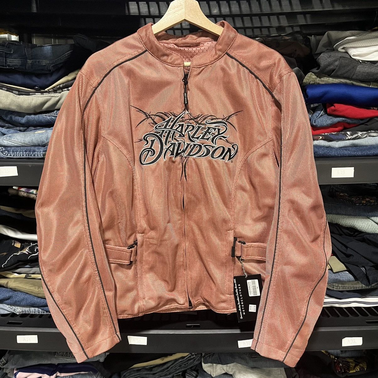 Harley Davidson VINTAGE HARLEY DAVIDSON REFLECTIVE MESH BIKER JACKET NWT Size L / US 10 / IT 46 - 3 Thumbnail