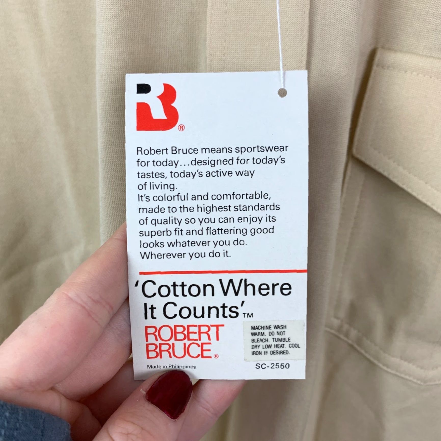 Vintage VINTAGE Robert Bruce Polo Shirt Mens L Beige 90s Preppy Short Sleeve Button-Down Pocketed NWT Size US L / EU 52-54 / 3 - 5 Thumbnail