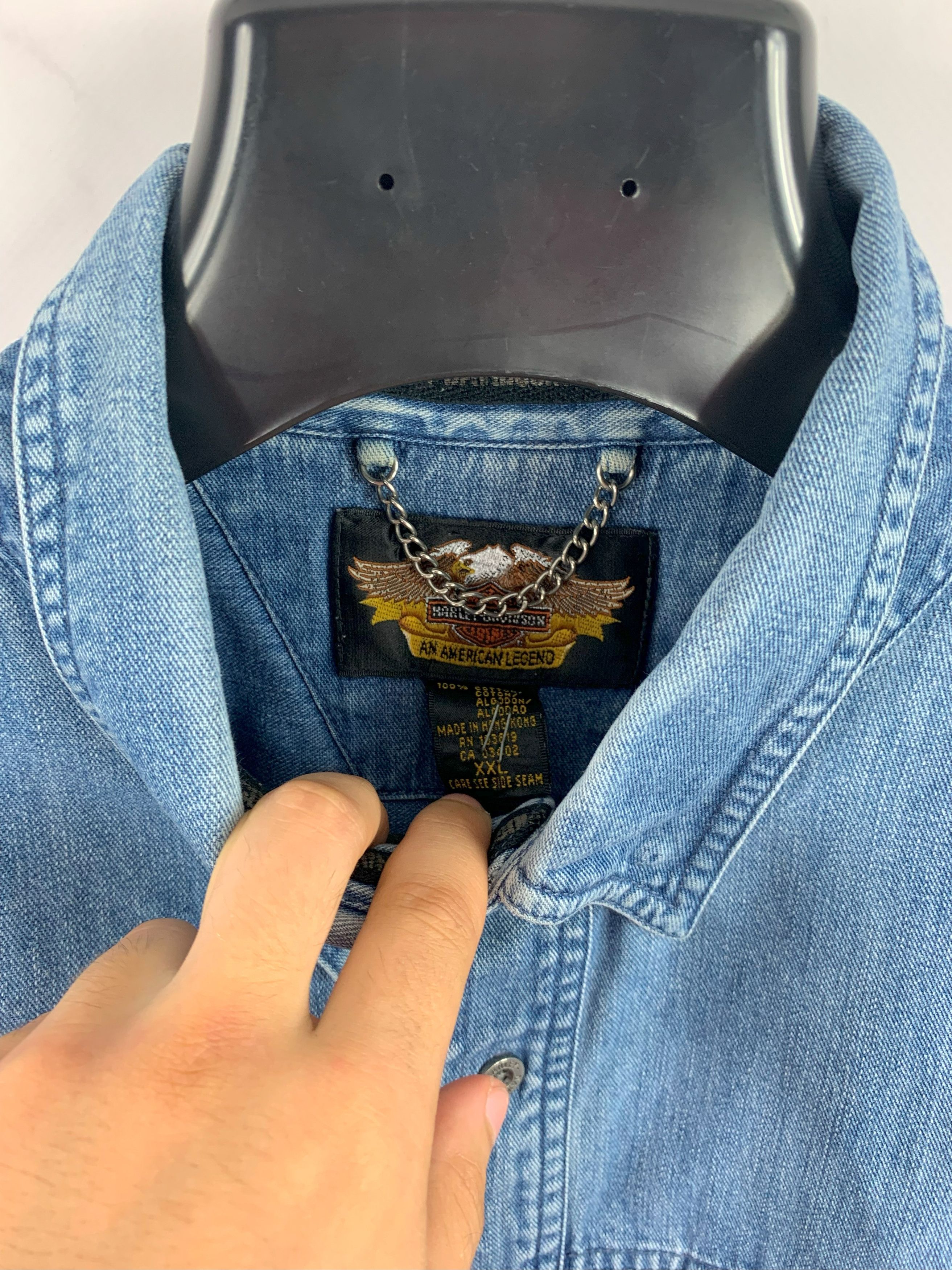 Harley Davidson Vintage Harley Davidson Denim Button Shirt Size 2XL Size US XXL / EU 58 / 5 - 14 Thumbnail