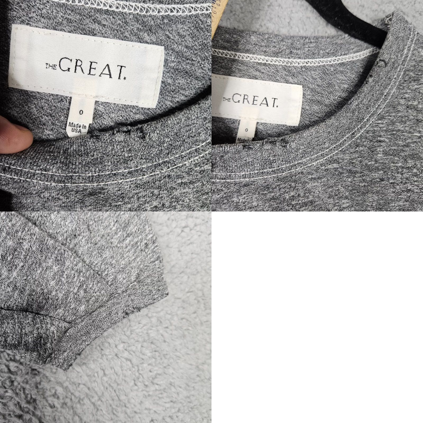 THE GREAT The Great Women’s T-Shirt Long Sleeve Gray Size 0 Regular Fit Casual Basic Cotton Blend Polyester Rayon Check Pictures Size XS / US 0-2 / IT 36-38 - 8 Thumbnail