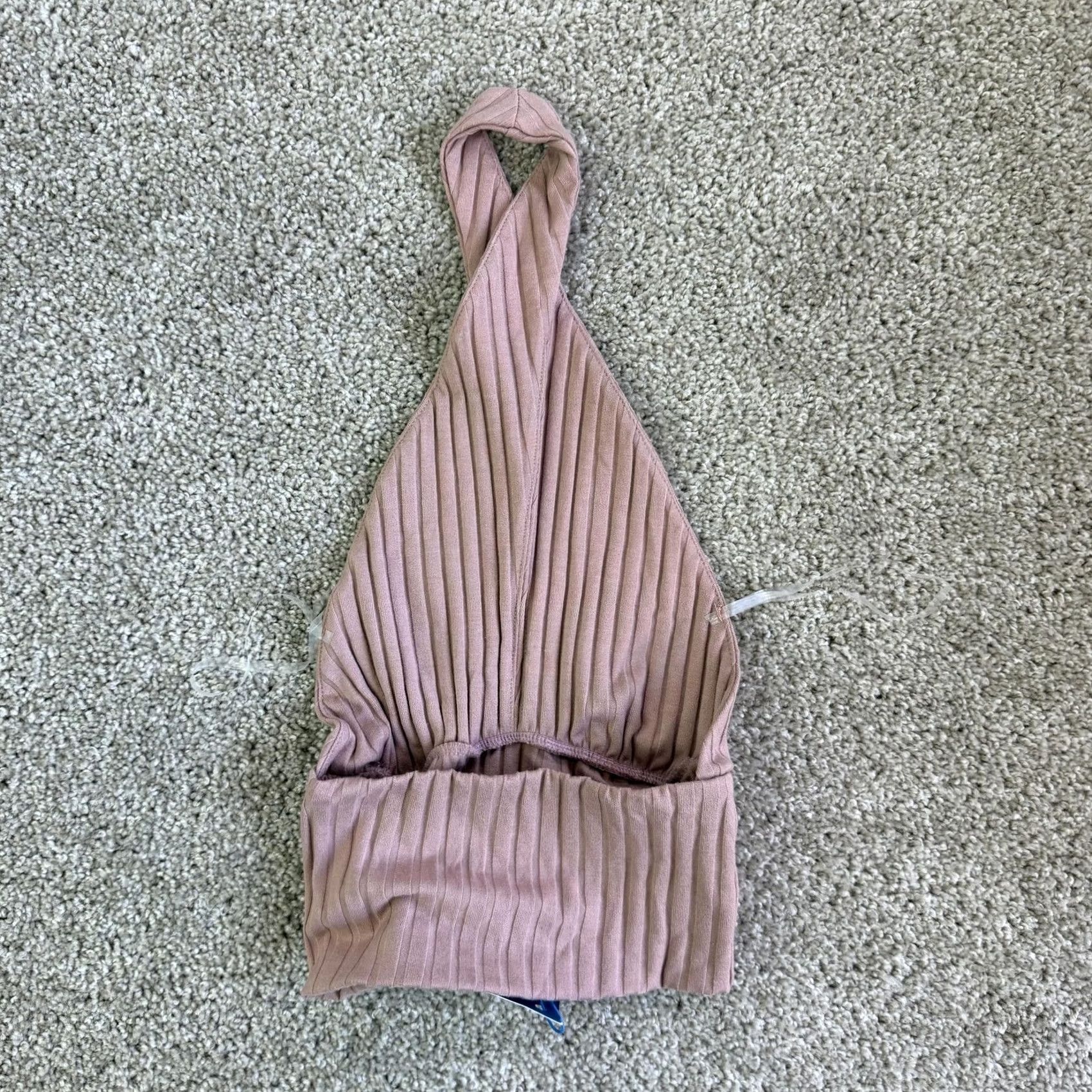 Vintage Kenzie + Francesca's Womens XS Pink Ribbed Knit Halter Cropped Stretch Tank Top Size XS / US 0-2 / IT 36-38 - 3 Thumbnail