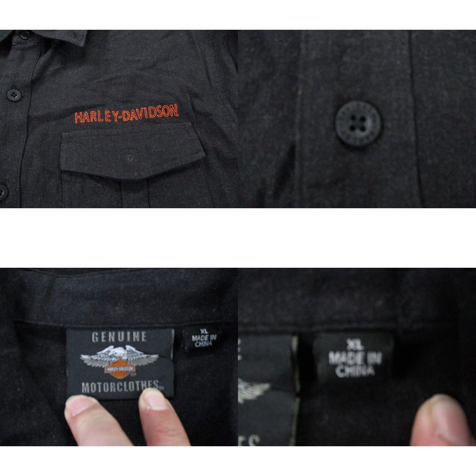 Harley Davidson Harley-Davidson Shirt Men XL Black Motorcycle Biker Casual Embroidered Buttons Pocket Logo Size US XL / EU 56 / 4 - 8 Thumbnail