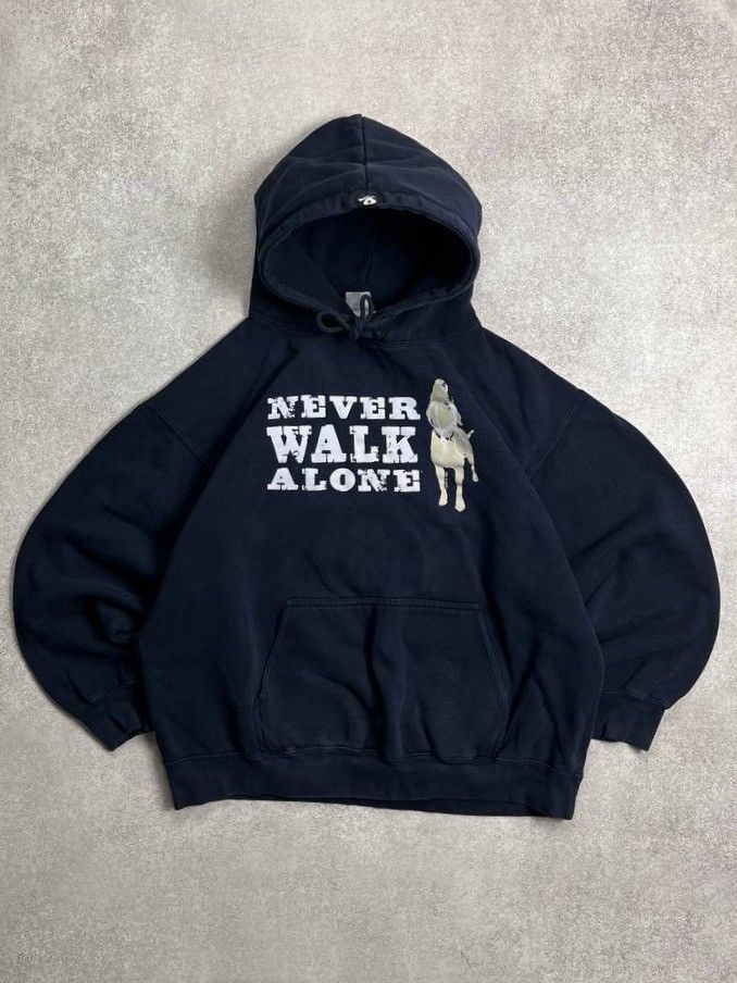 Vintage Vintage Never Walk Alone Boxy Heavy Cotton Hoodie XL Size US XL / EU 56 / 4 - 1 Thumbnail
