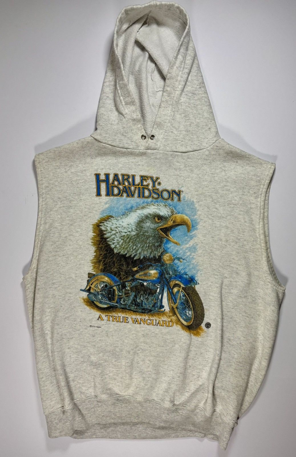 Harley Davidson × Vintage Vtg 80s Harley-Davidson Sleeveless Hoodie XL Eagle Bike 80s Size US XL / EU 56 / 4 - 1 Thumbnail