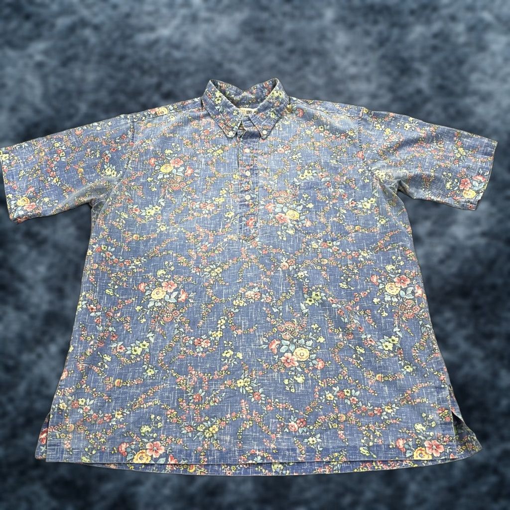 Reyn Spooner VINTAGE Reyn Spooner Shirt Mens 2XL Blue Inside Out Floral Hawaiian Popover Size US XXL / EU 58 / 5 - 1 Thumbnail