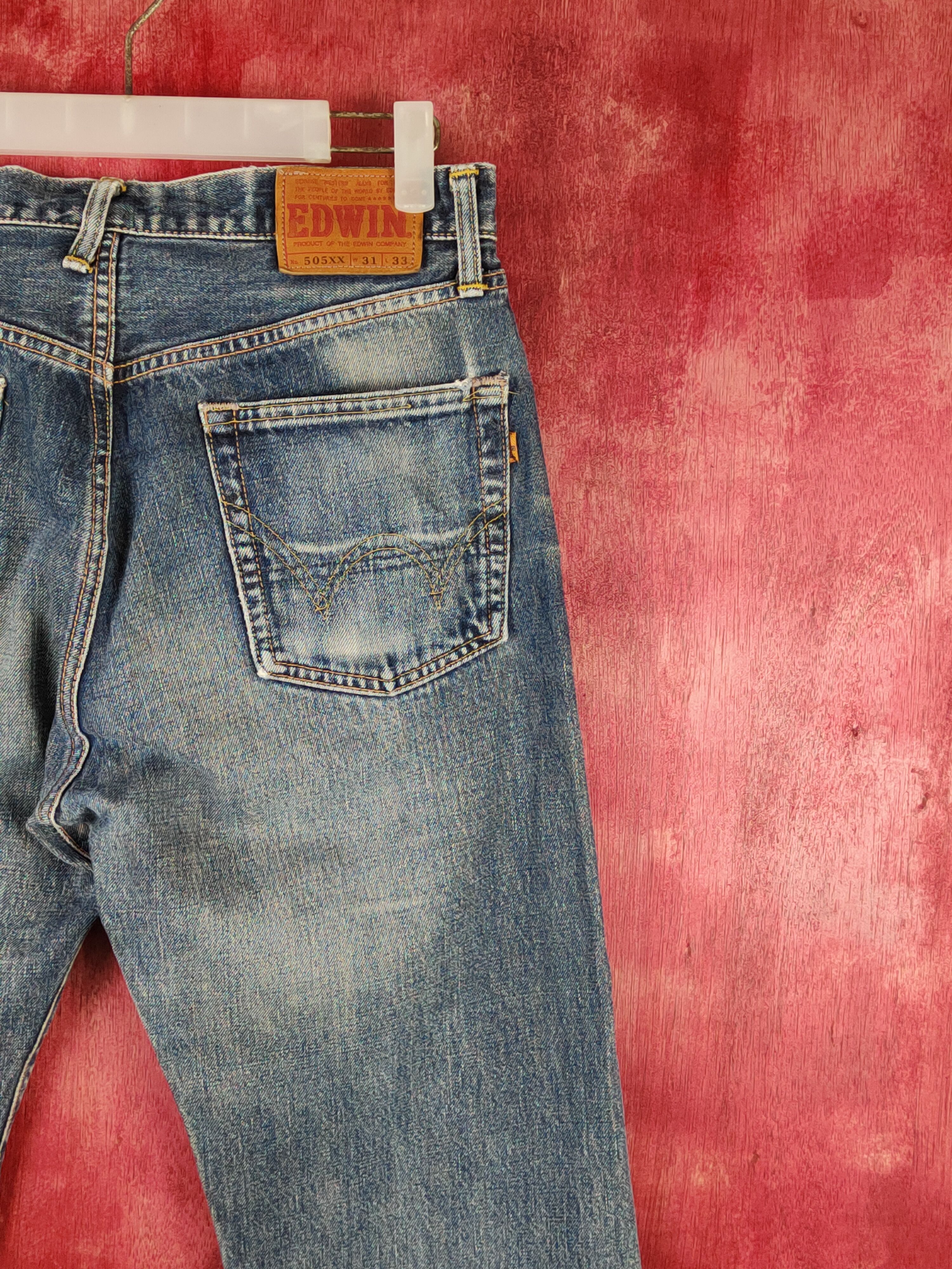 Edwin Edwin Dark Blue Faded distressed ripped jeans Denim #S1607 Size US 31 - 12 Thumbnail