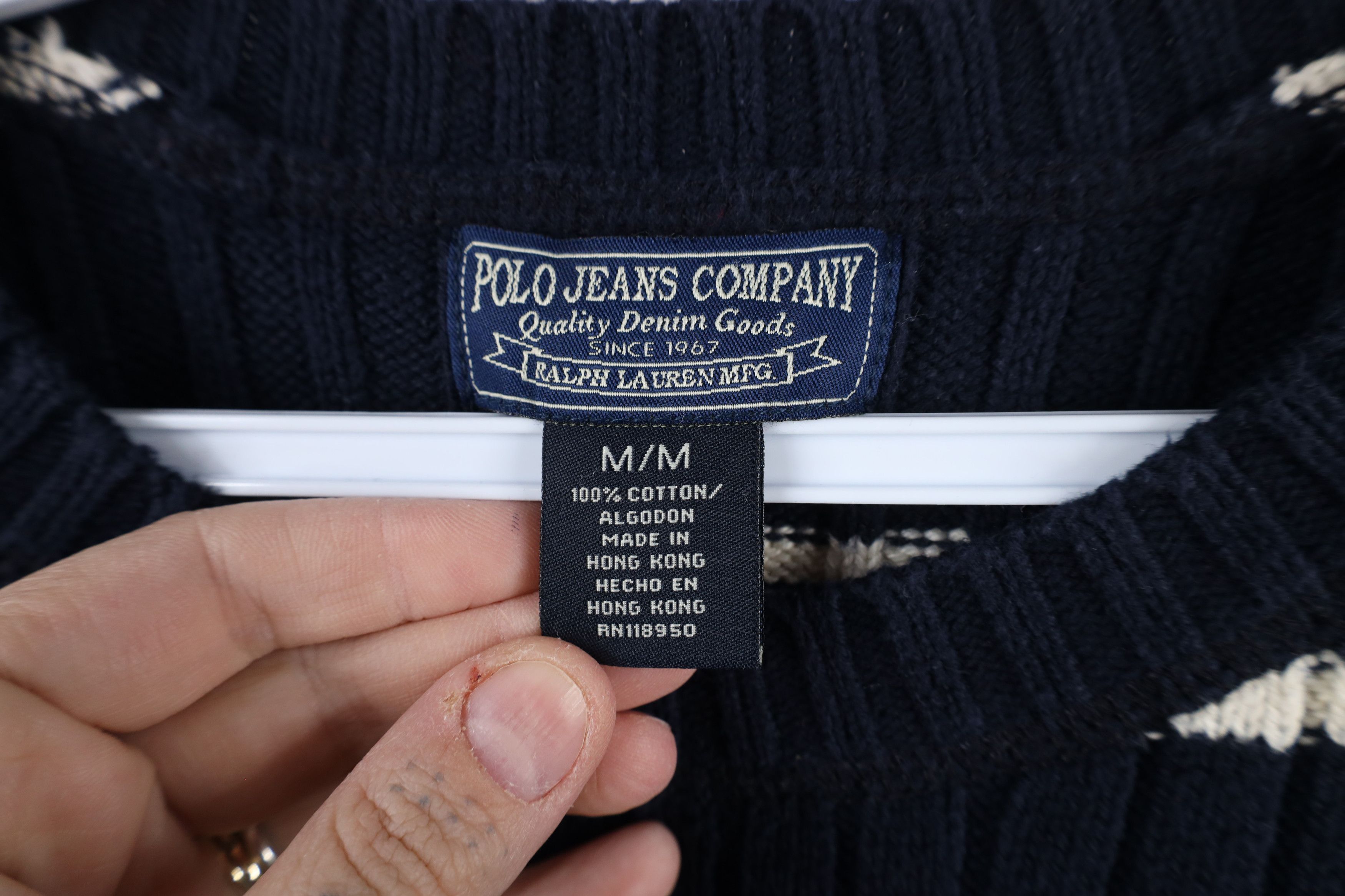 Polo Ralph Lauren Vintage 90s Y2K Ralph Lauren Ribbed Knit Sweater Blue Size US M / EU 48-50 / 2 - 5 Thumbnail