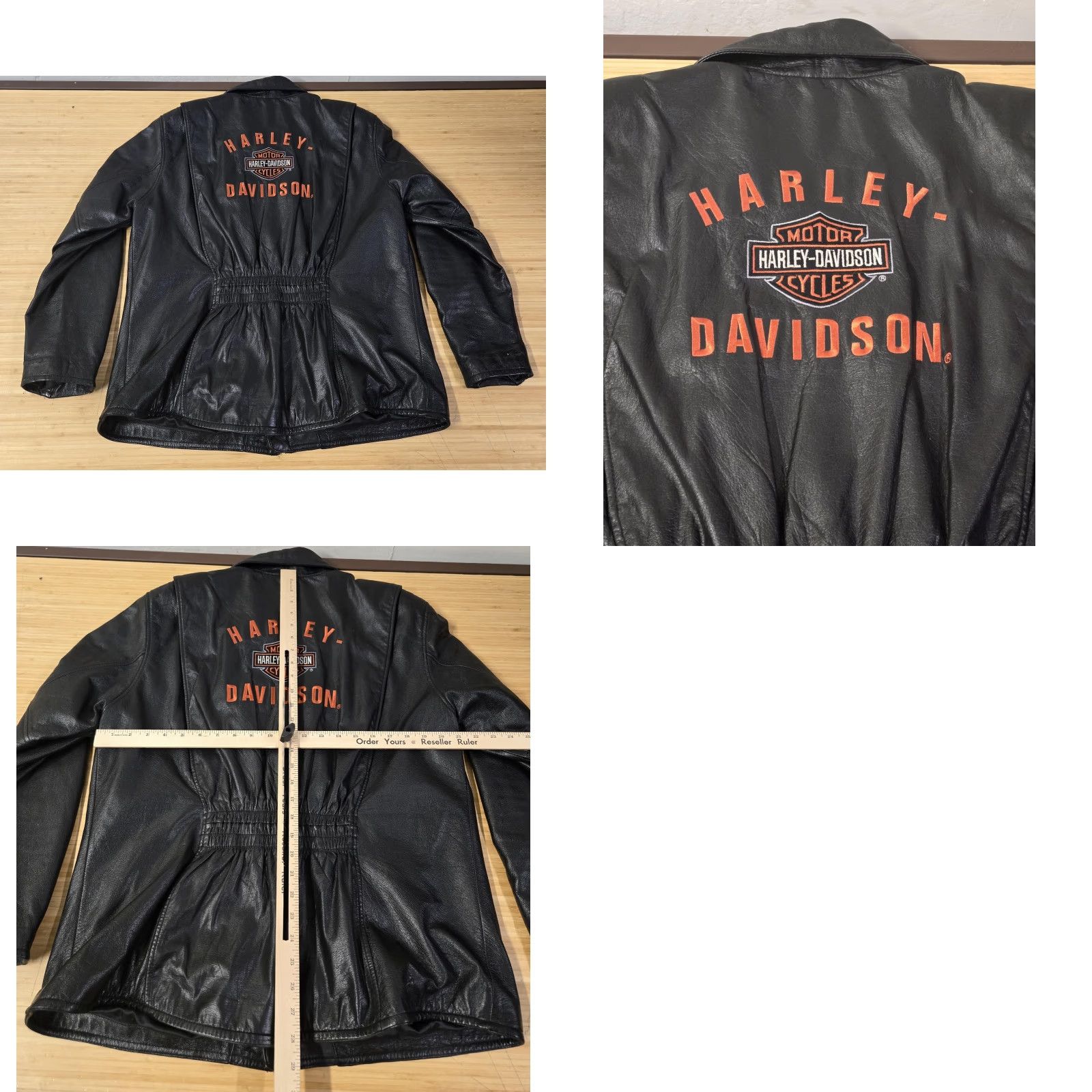 Harley Davidson VINTAGE Harley-Davidson Jacket Womens 1W Black Leather Biker HOG Pins Bar Shield Logo Size XL / US 12-14 / IT 48-50 - 8 Thumbnail