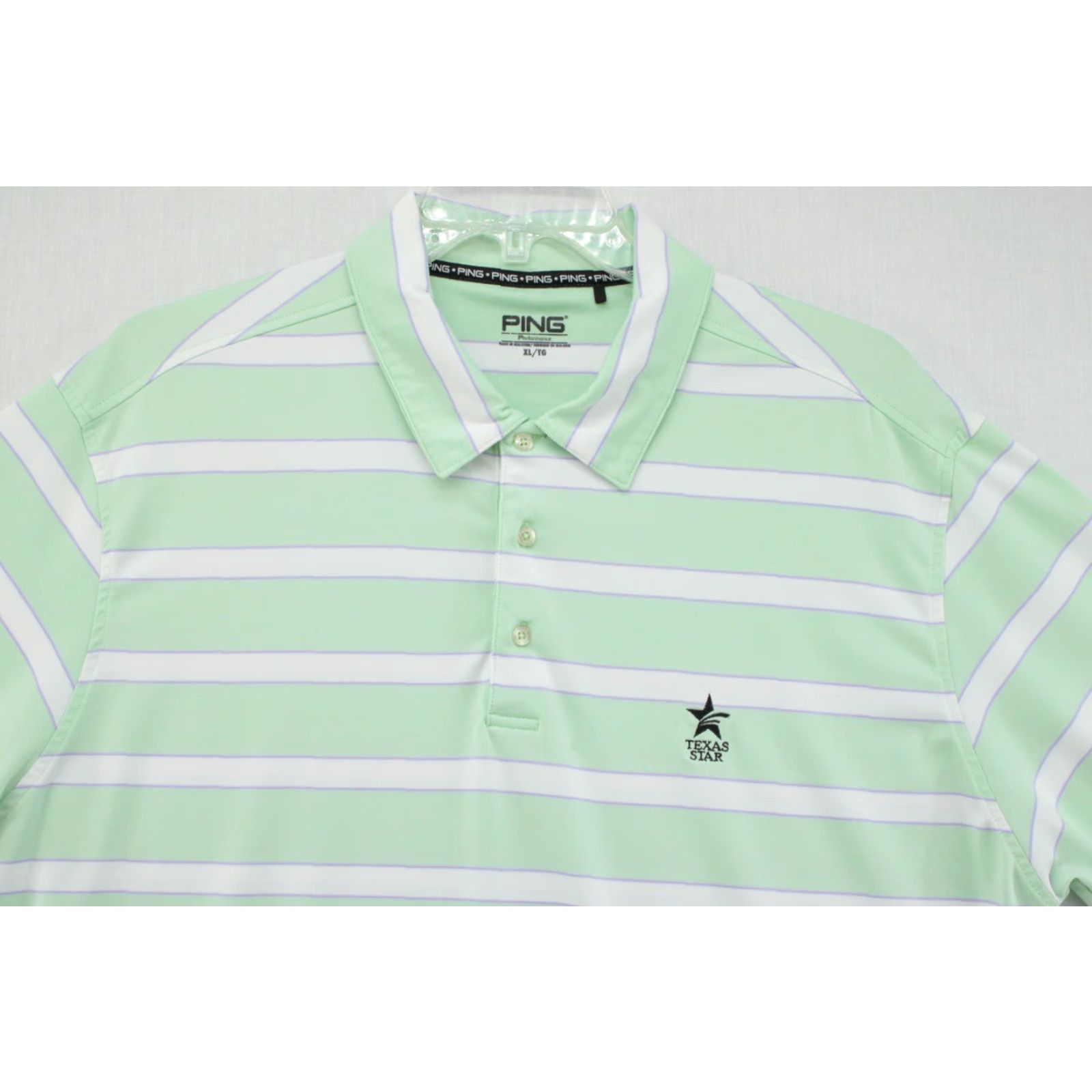Vintage PING Performance Polo Shirt Men XL Green Ocean Front Striped Golf Texas Star Shirt XL Mens Green Ocean Front Striped Polo Size US XL / EU 56 / 4 - 4 Thumbnail