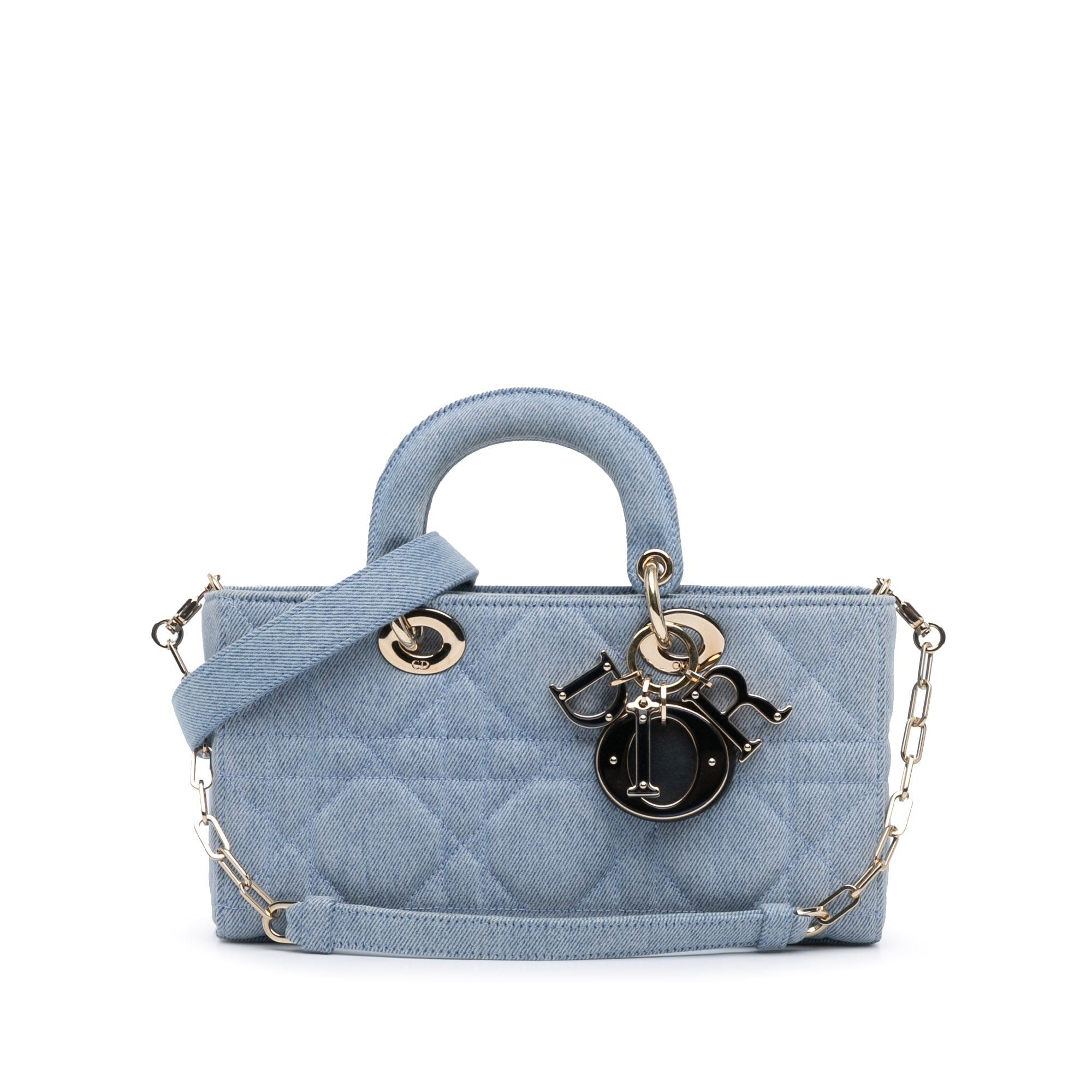 Dior Dior Medium Denim Macrocannage Lady D Joy Satchel Blue Size ONE SIZE - 1 Thumbnail