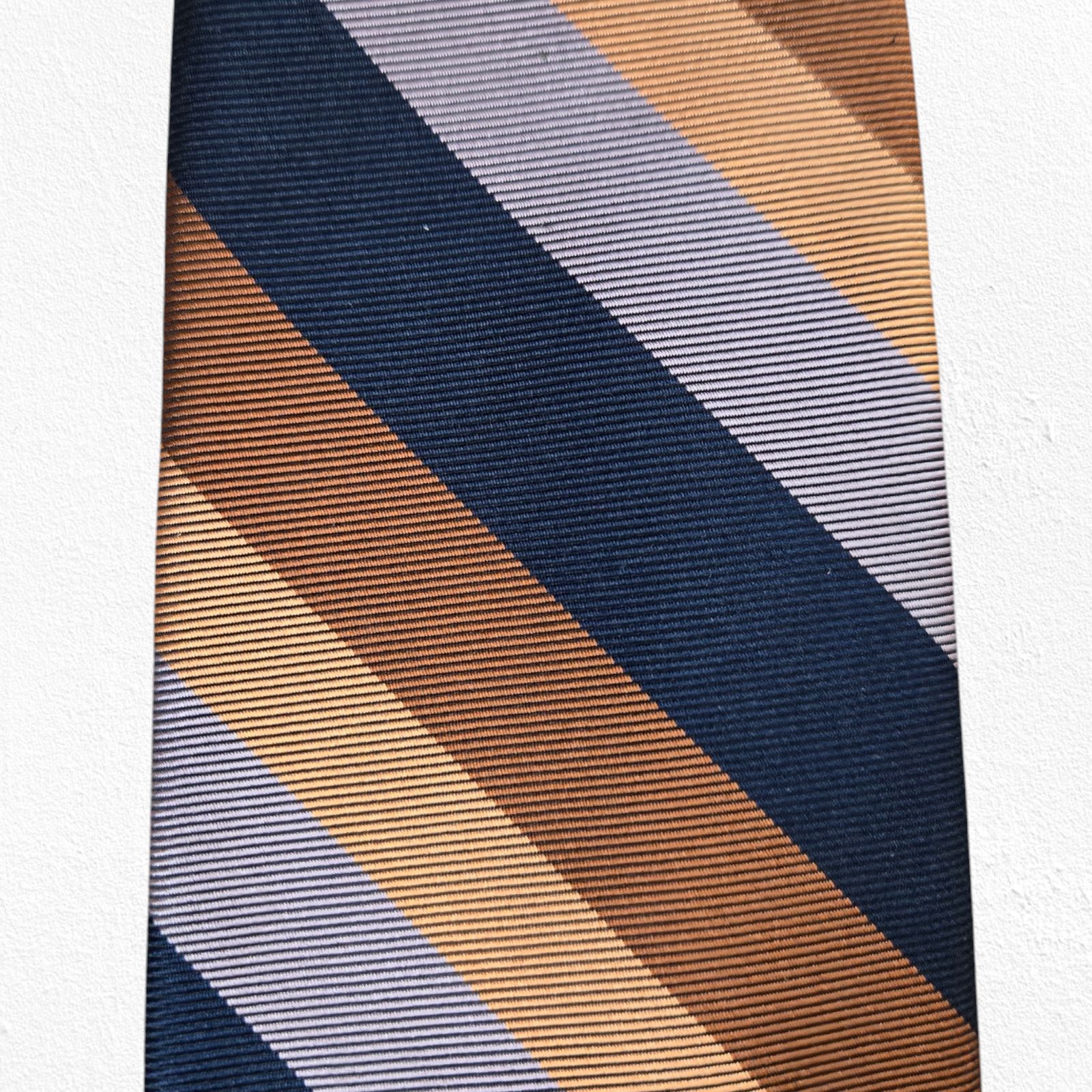 Vintage 60s Black Bronze Striped USA Made Silk Neck Tie Size ONE SIZE - 4 Thumbnail