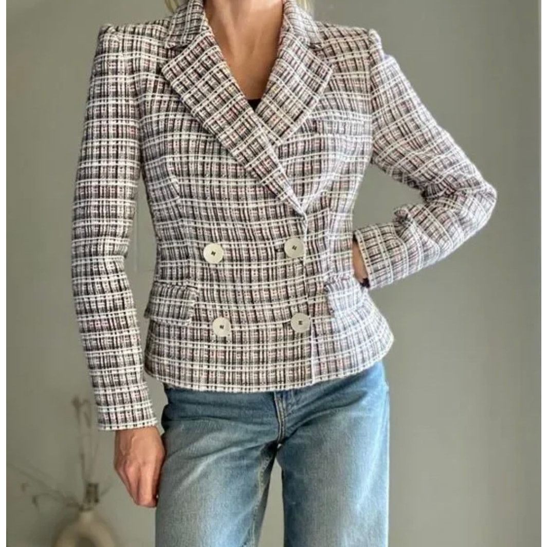 Zara Zara double breasted textured weave jacket blazer Size L / US 10 / IT 46 - 1 Thumbnail