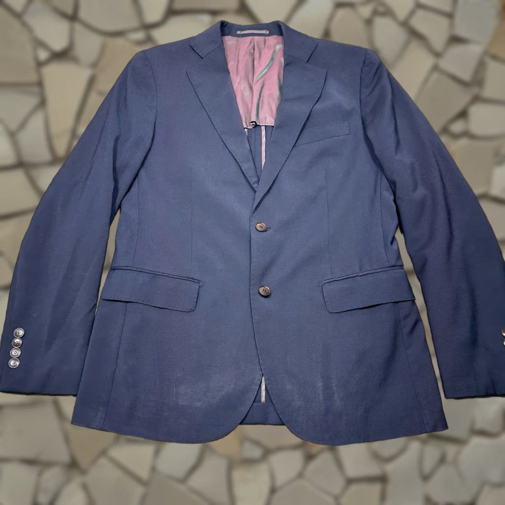VINTAGE Byron Men's Slim Fit Blue Wool Blazer 38 Two-Button