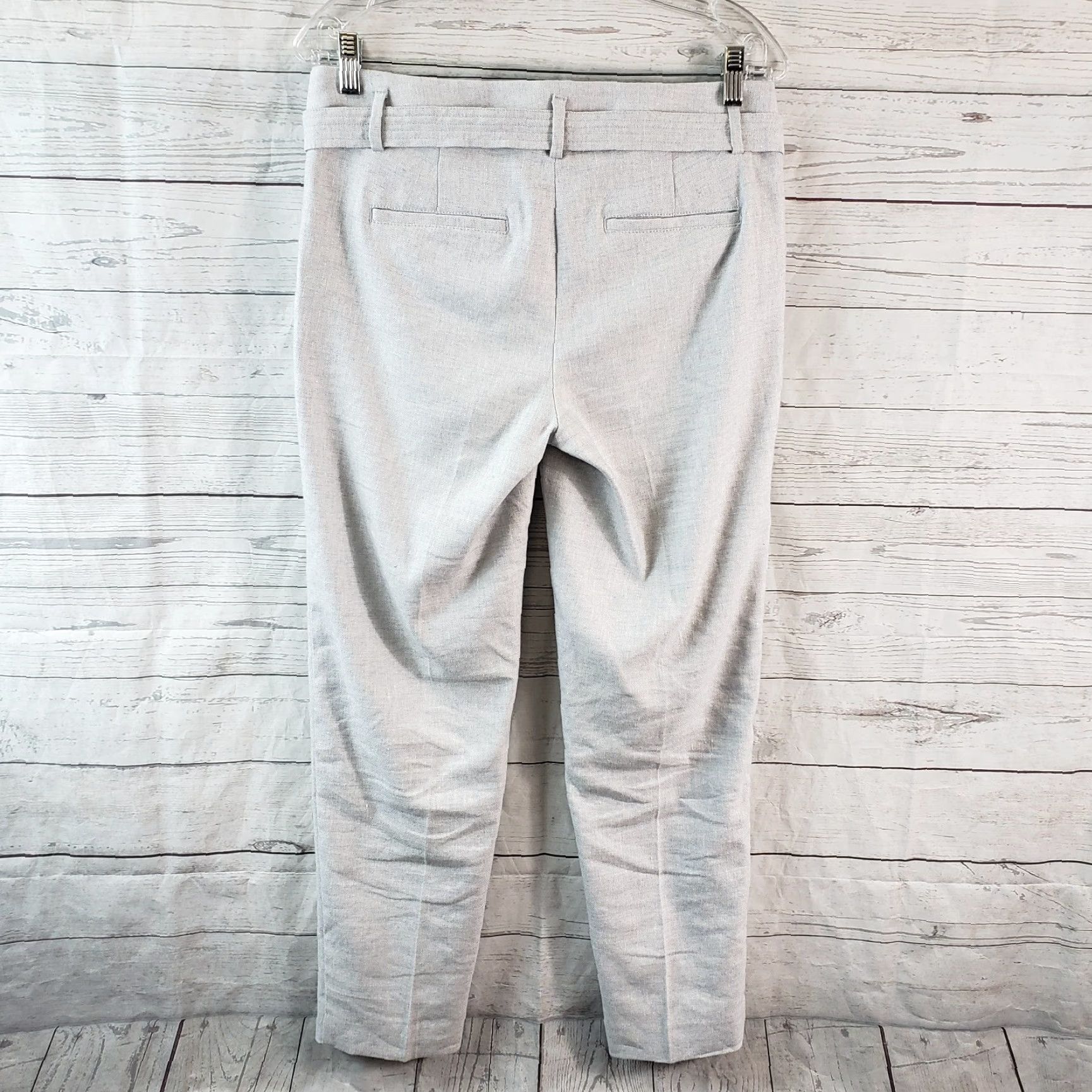 Loft LOFT Womens Pants Sz 2 Blue Gray Mid Rise Belted Linen Blend Dress Pants Womens Clothing Size 26" / US 2 / IT 38 - 3 Thumbnail