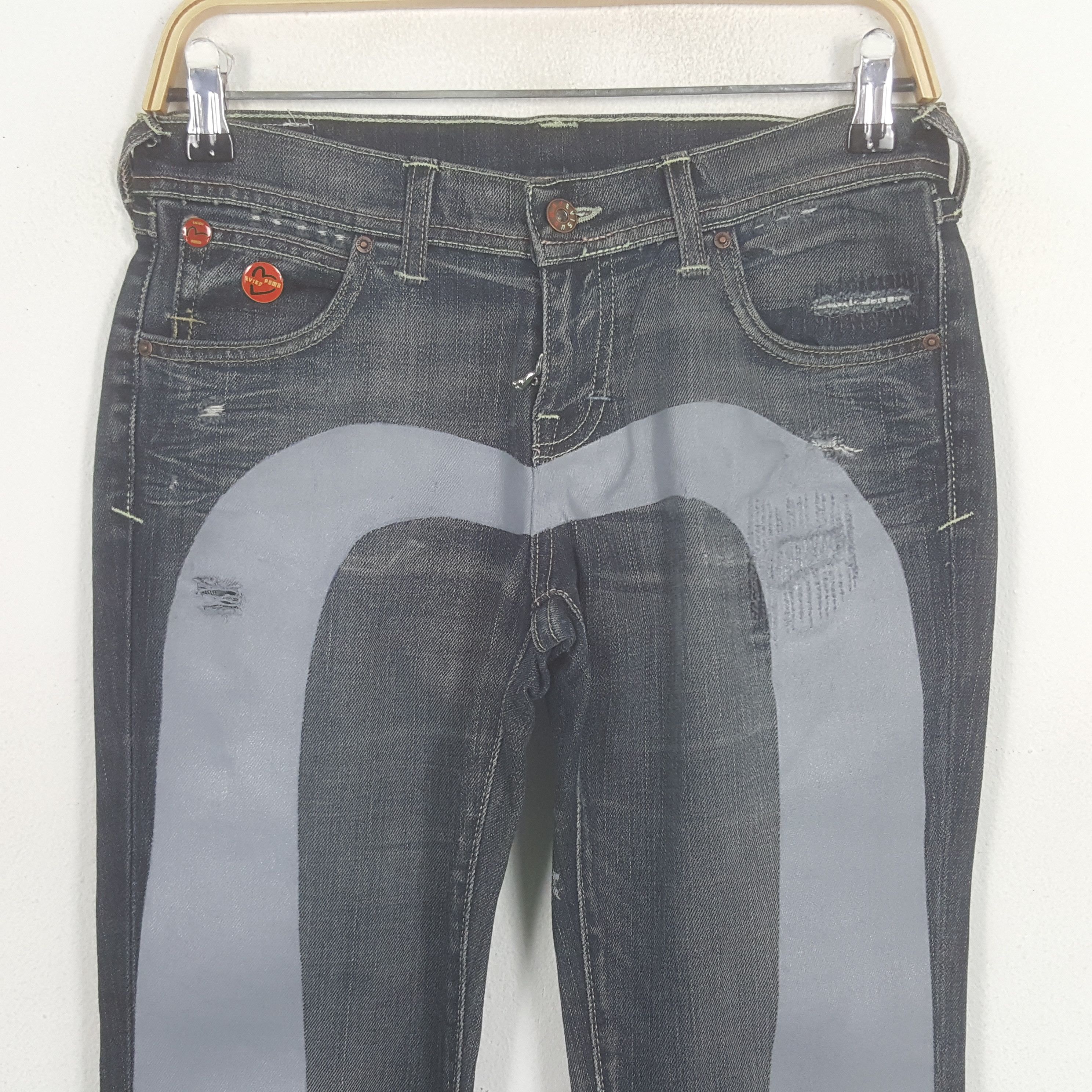 Evisu × Puma × Vintage Vintage Evisu x PUMA Custom Grey Daicock Jeans Size 30" / US 8 / IT 44 - 2 Thumbnail