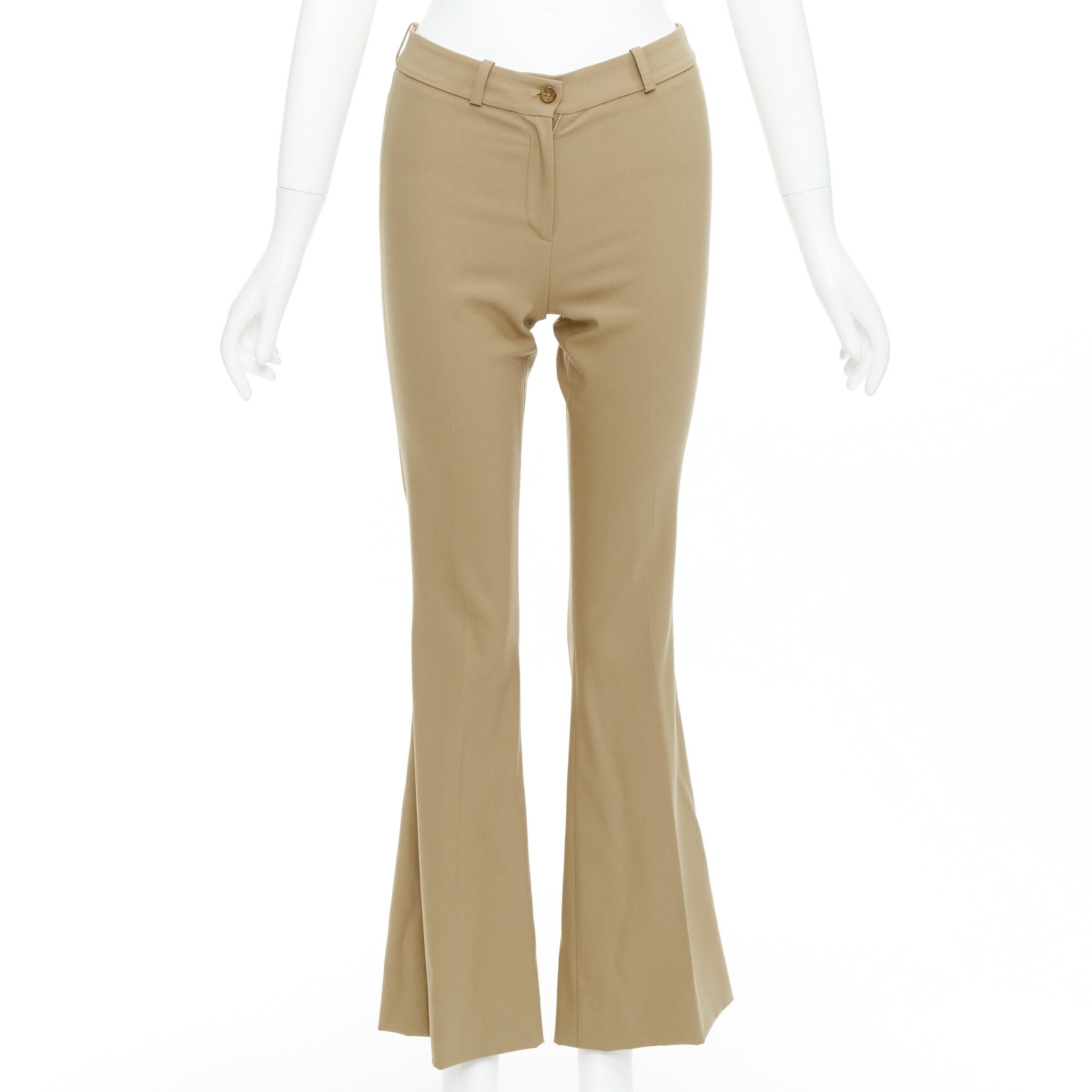 Michael Kors MICHAEL KORS Collection khaki wool blend flared pants US0 XS Size 26" / US 2 / IT 38 - 1 Thumbnail
