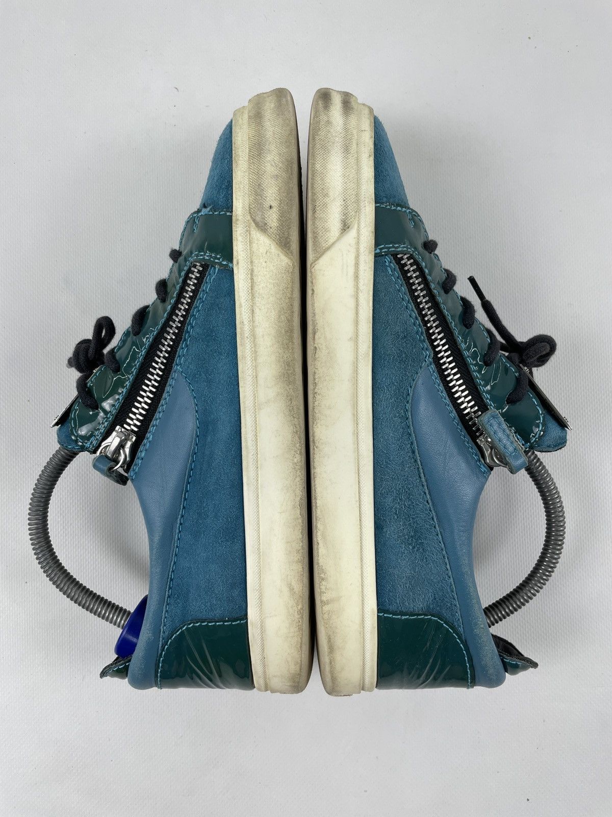 Designer × Giuseppe Zanotti Frankie Leather-Suede Double-Zip Low-Top Sneakers Shoes Size US 8.5 / IT 38.5 - 9 Thumbnail