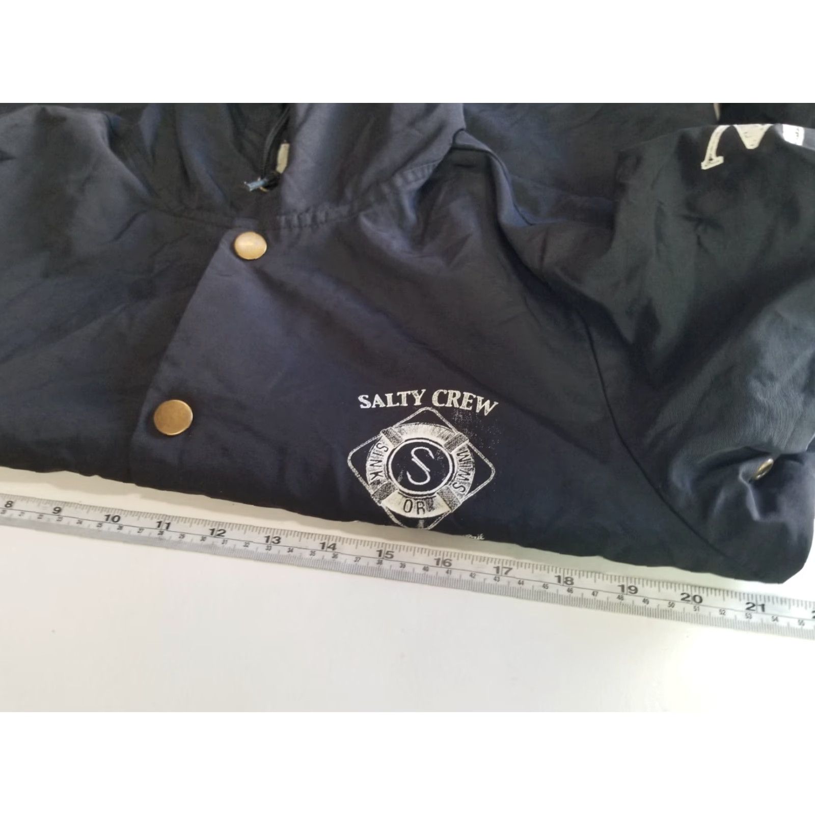 Vintage Salty Crew Windbreaker Jacket Black Nylon Size S Men Small Marlin Club Graphic Size US S / EU 44-46 / 1 - 4 Thumbnail