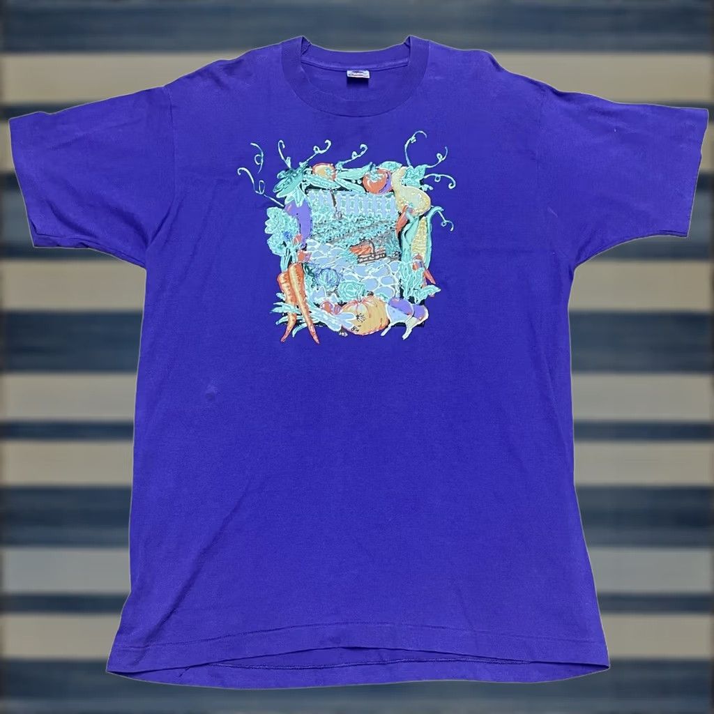 Hanes VINTAGE Hanes Purple Puffy Paint Fall T-Shirt Short Sleeve XL Made In USA Tee Women’s Size XL Graphic Arts & Crafts 1990s Size XL / US 12-14 / IT 48-50 - 1 Thumbnail