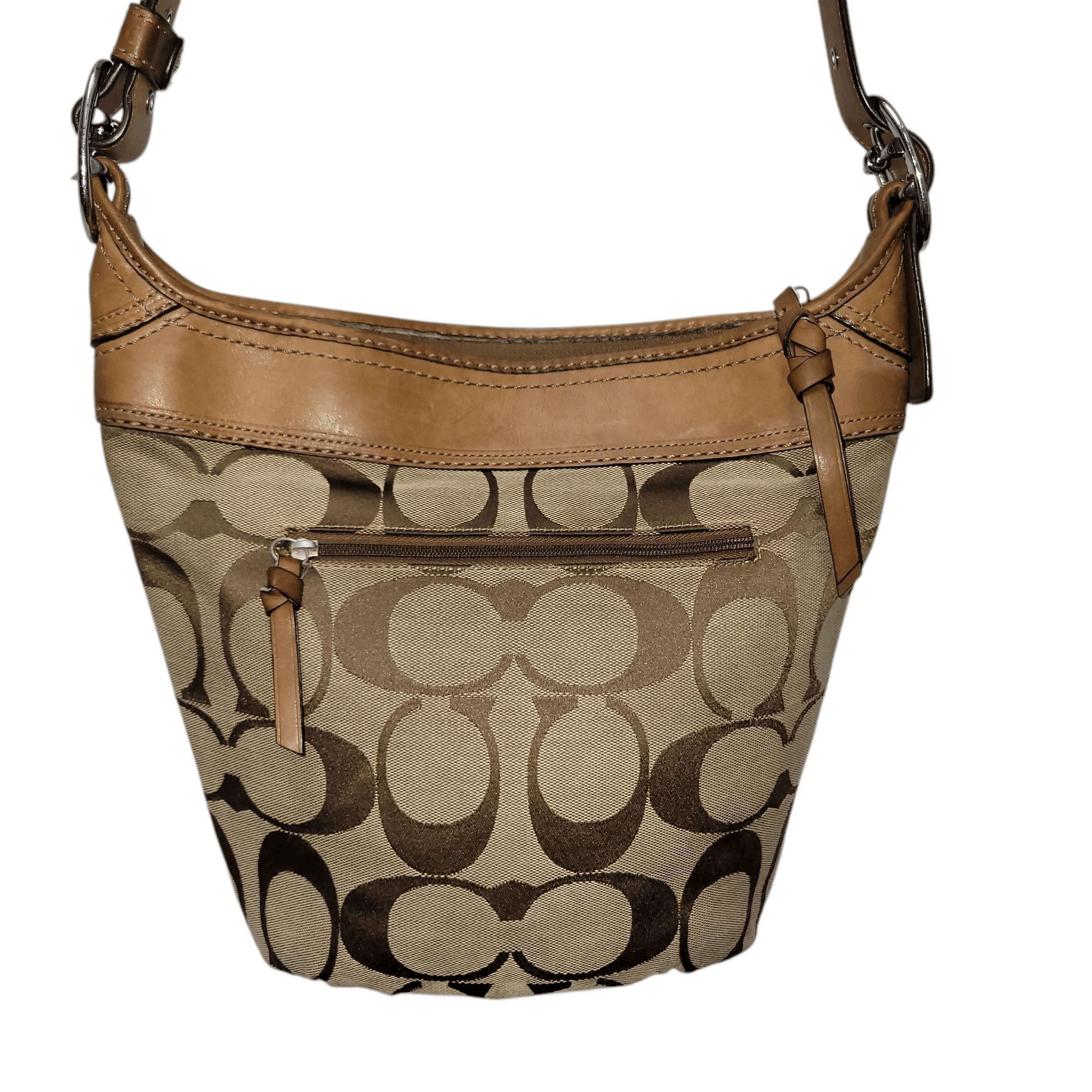 Coach Coach F13358 Brown Canvas Leather Trim Hobo Shoulder Bag Size ONE SIZE - 9 Thumbnail