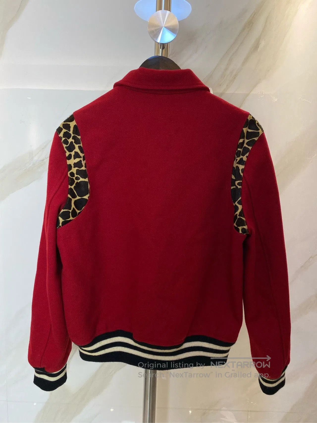 Saint Laurent Paris Saint Laurent Red Leopard Print Baseball Jacket. Size US M / EU 48-50 / 2 - 2 Thumbnail