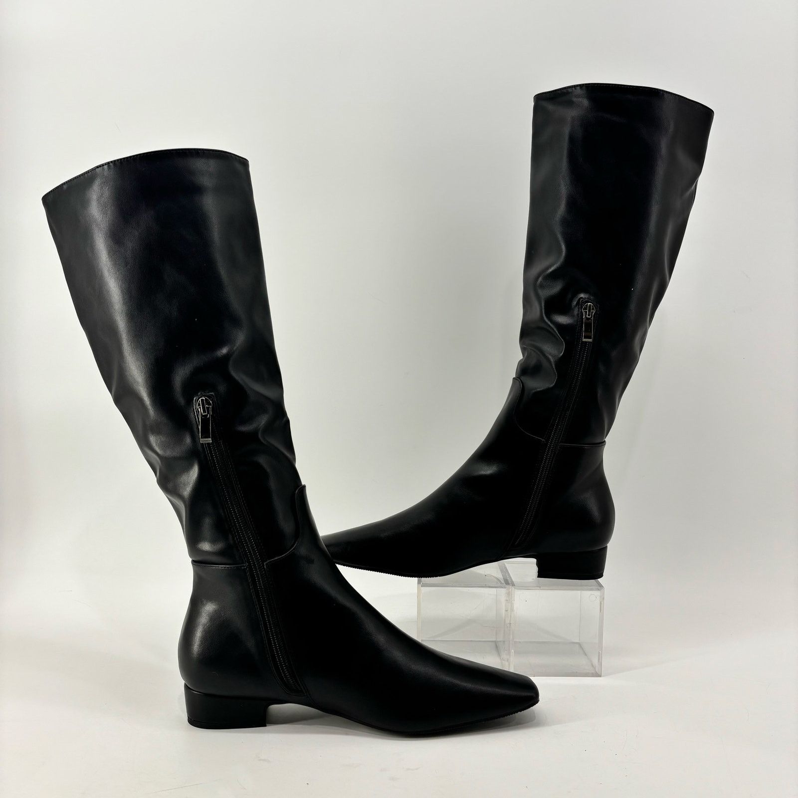 Other Beauty Cry Womens Size 8 Black Rider Boots Faux Leather Heel Size US 8 / IT 38 - 5 Thumbnail