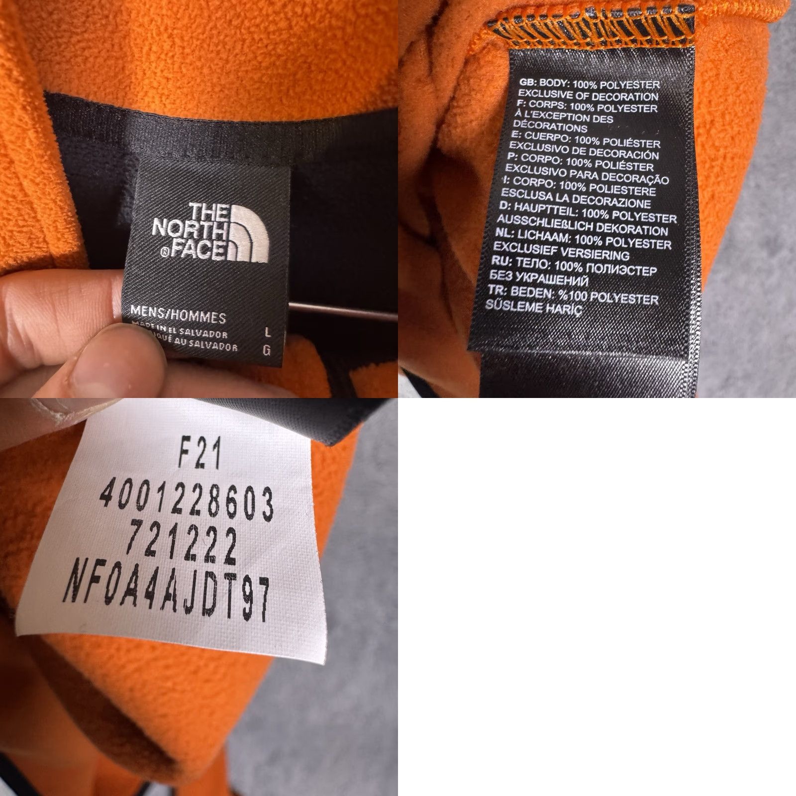 The North Face The North Face Glacier 1/4 Snap Neck Men's L Pullover Jacket Fleece Orange Size US L / EU 52-54 / 3 - 8 Thumbnail