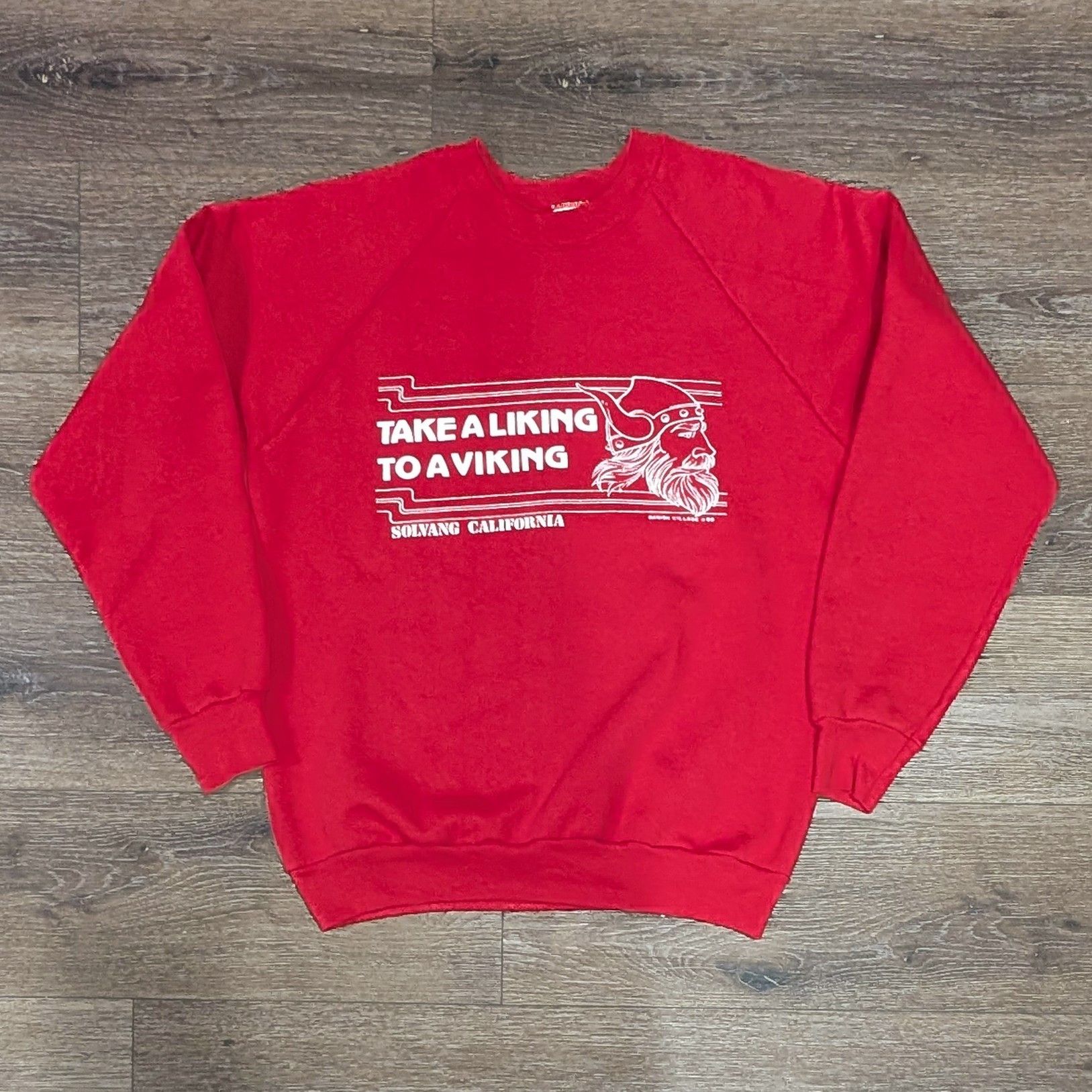 Fruit Of The Loom Vintage Take a Liking to a Viking Solvang, CA sweatshirt Size US L / EU 52-54 / 3 - 1 Thumbnail