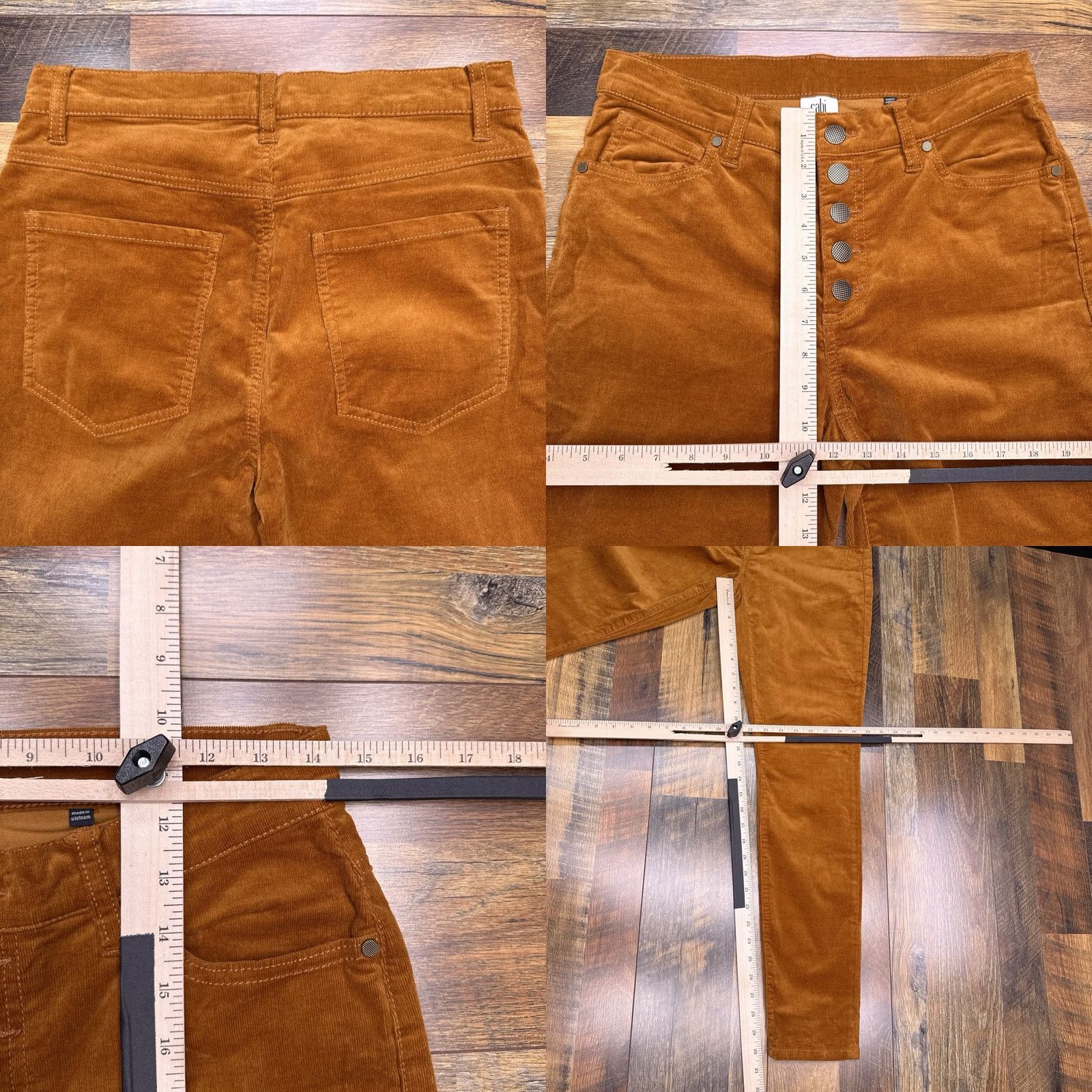 Vintage Cabi Corduroy Pants Womens 6 Brown Mid Rise Stretch Skinny - Slim Fit Size 28" / US 6 / IT 42 - 8 Thumbnail