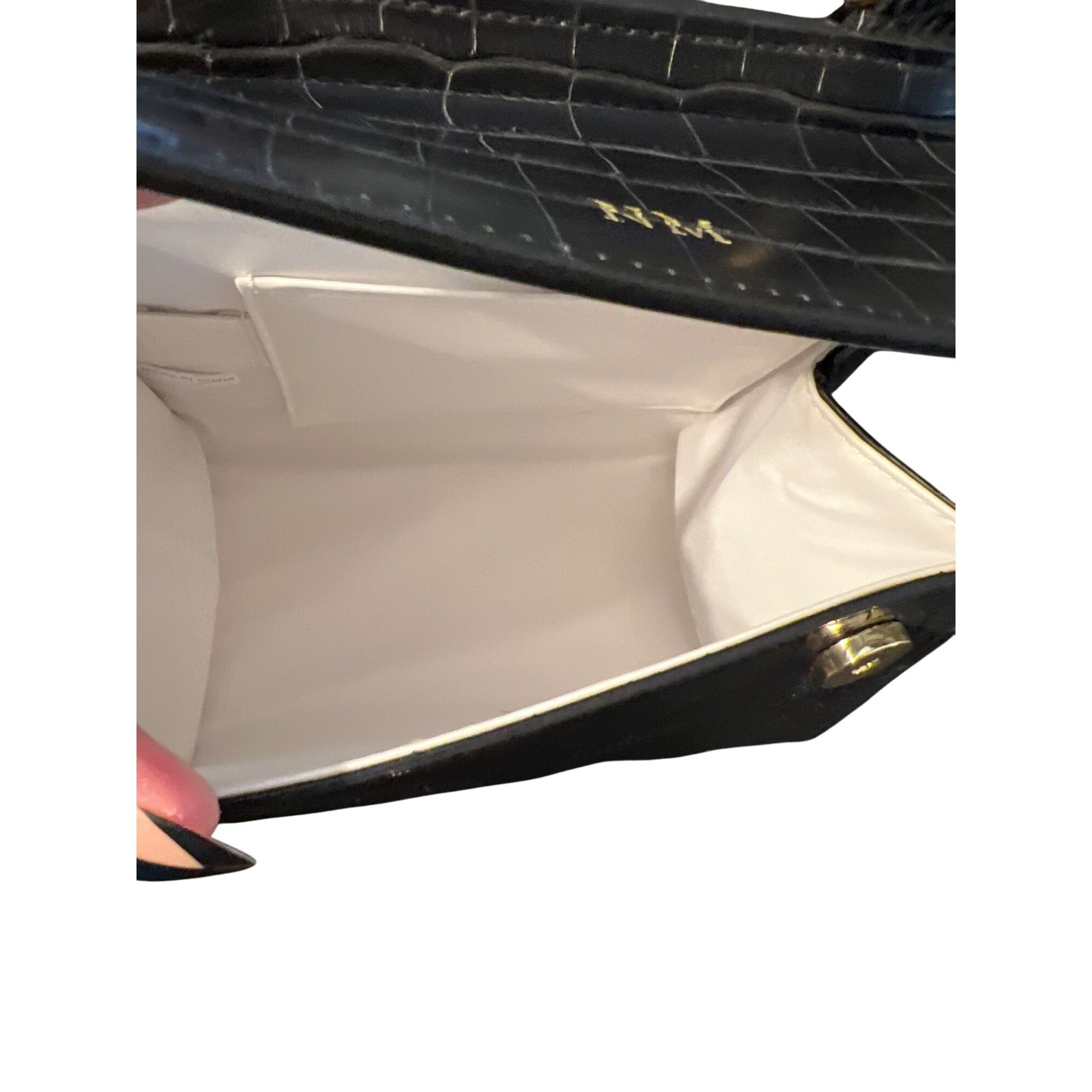 Other Modern Picnic Black Vegan Leather Lunch Bag Box Croc Embosse Size ONE SIZE - 9 Thumbnail