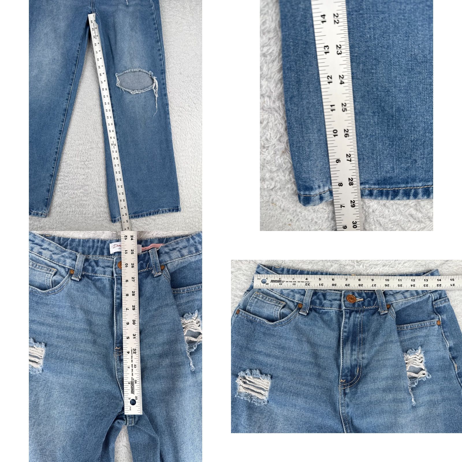 Vintage Denim Blvd Jeans Women 28 Blue Distressed High Rise Wide-Leg 28x29 Cotton Blend 5-Pocket Denim Jeans Womens Vintage No Size 28" / US 6 / IT 42 - 8 Thumbnail
