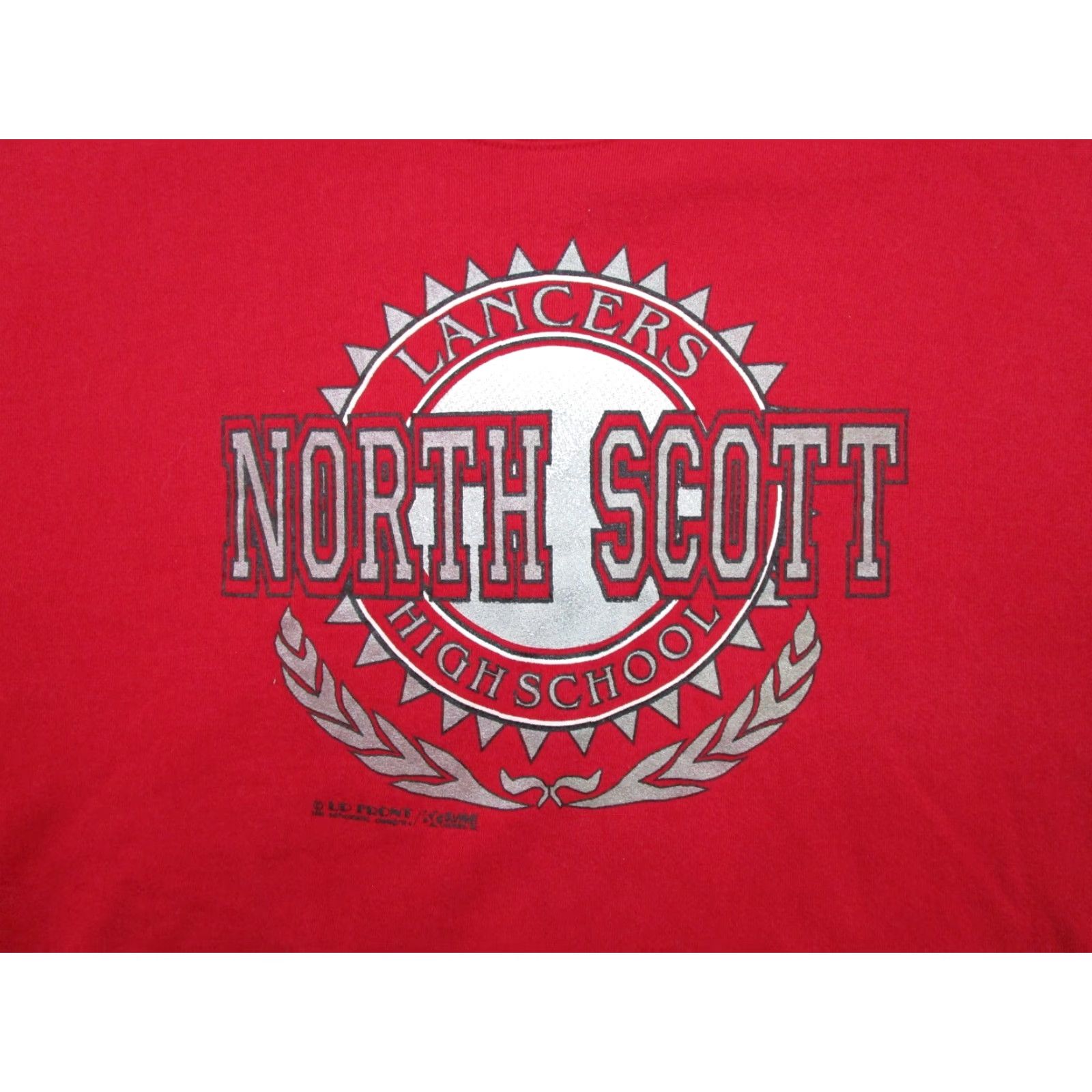 Jerzees VINTAGE North Scott High School Lancers Graphic Crewneck Sweatshirt XL Men Red Logo 90s Sports Pullover Sweatshirt Size US XL / EU 56 / 4 - 2 Thumbnail