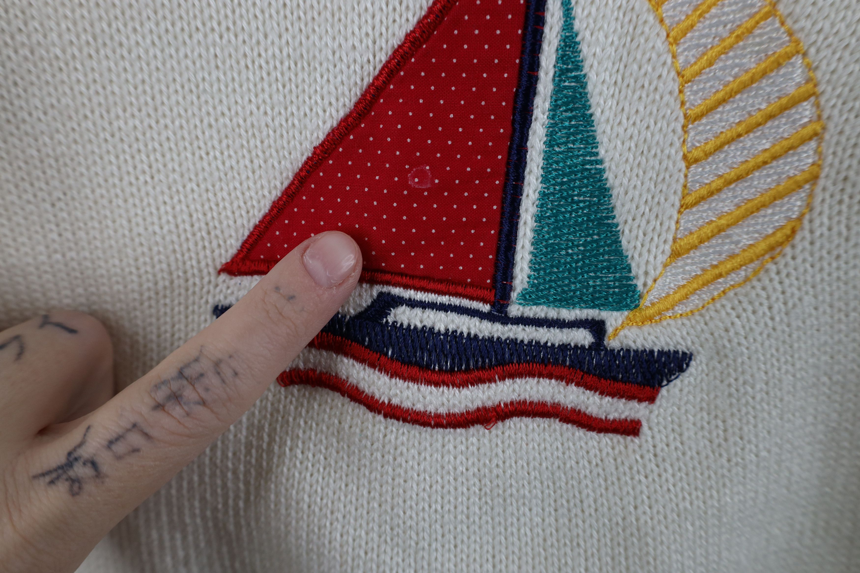 Vintage Vintage 70s Streetwear Sailboat Short Sleeve Knit Sweater Size XL / US 12-14 / IT 48-50 - 5 Thumbnail